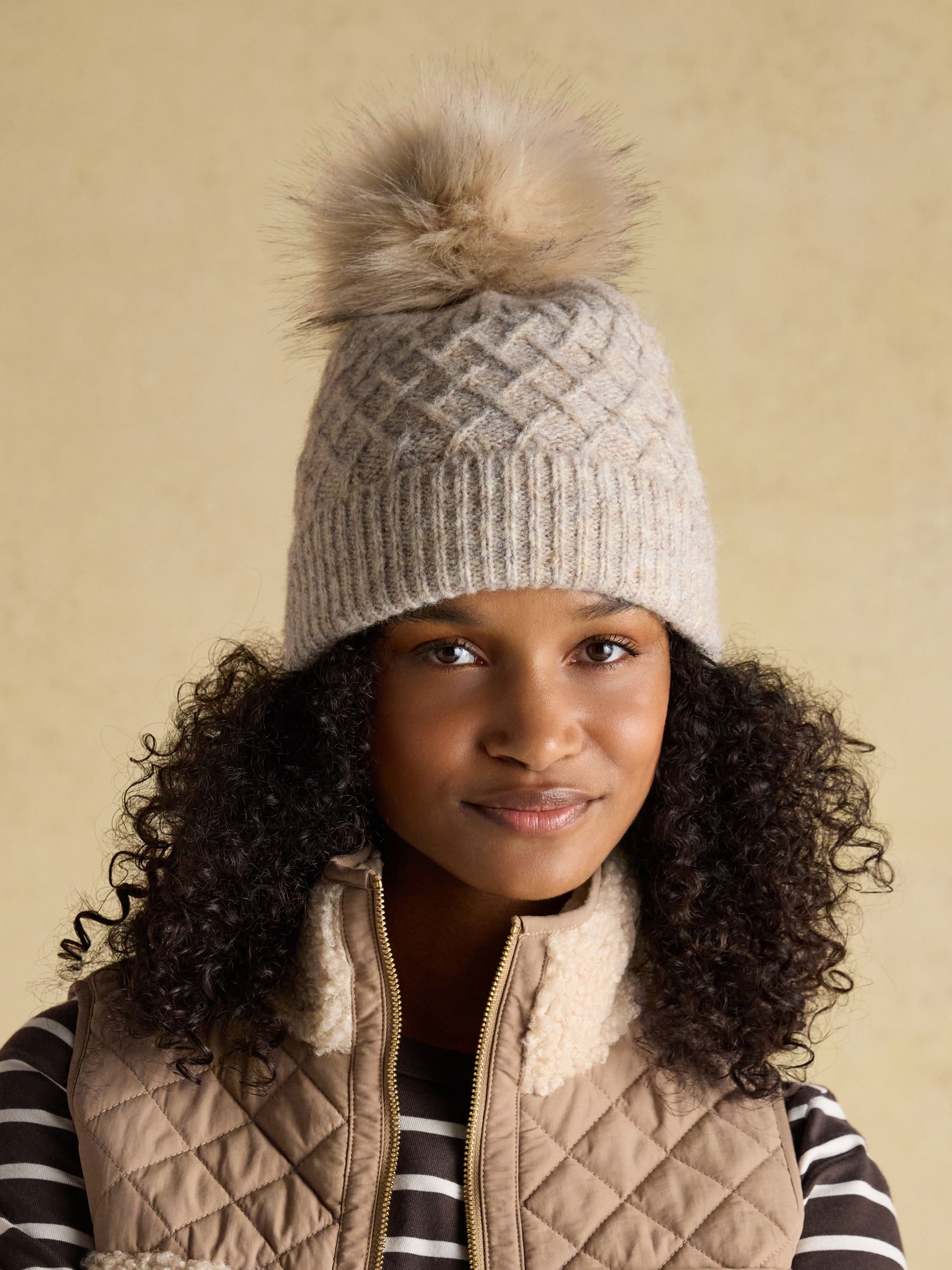 Effie Oat Knitted Bobble Hat - Image 1 of 6