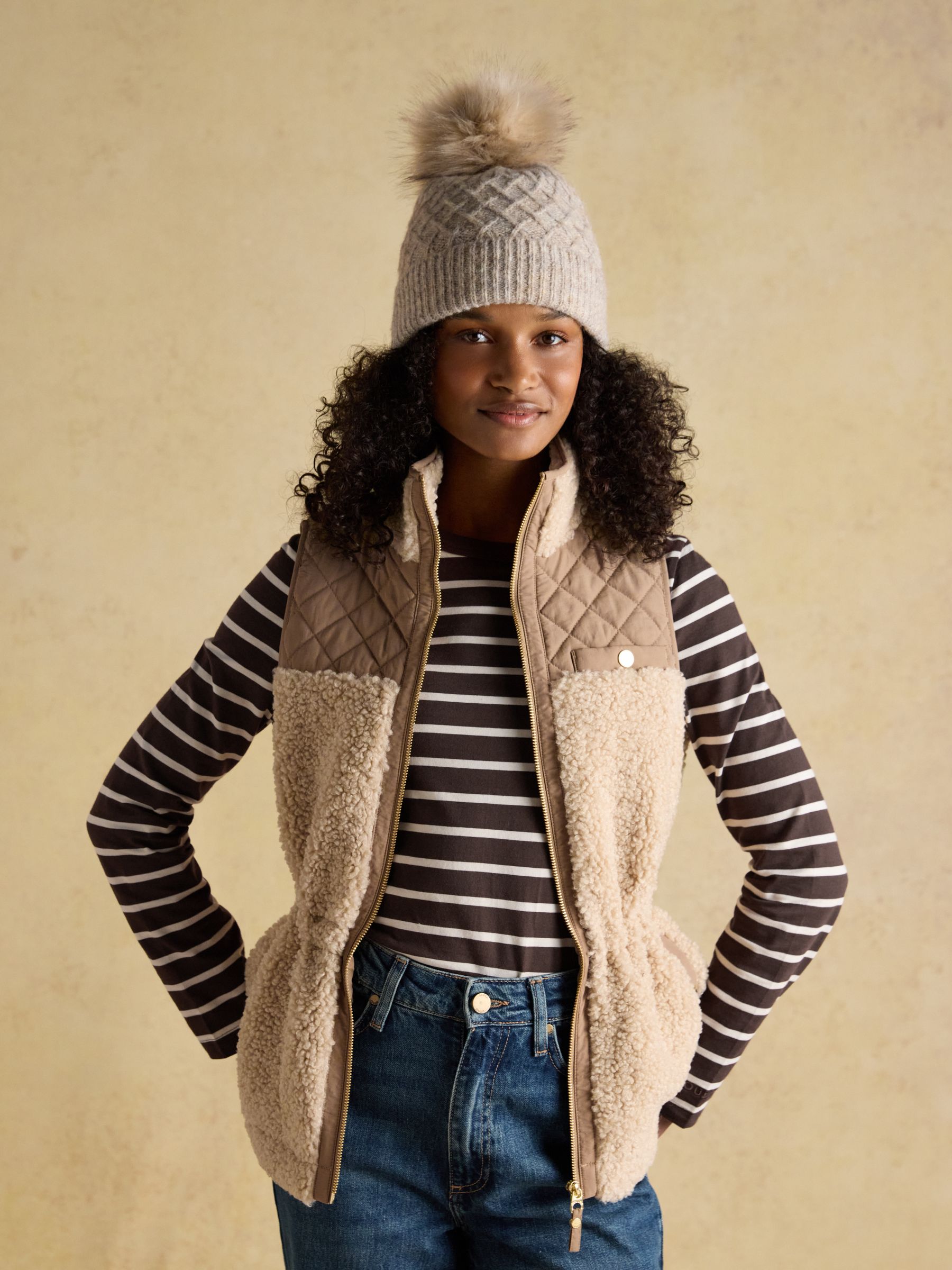 Effie Oat Knitted Bobble Hat - Image 2 of 6 Effie Oat Knitted Bobble Hat - Image 2 of 6