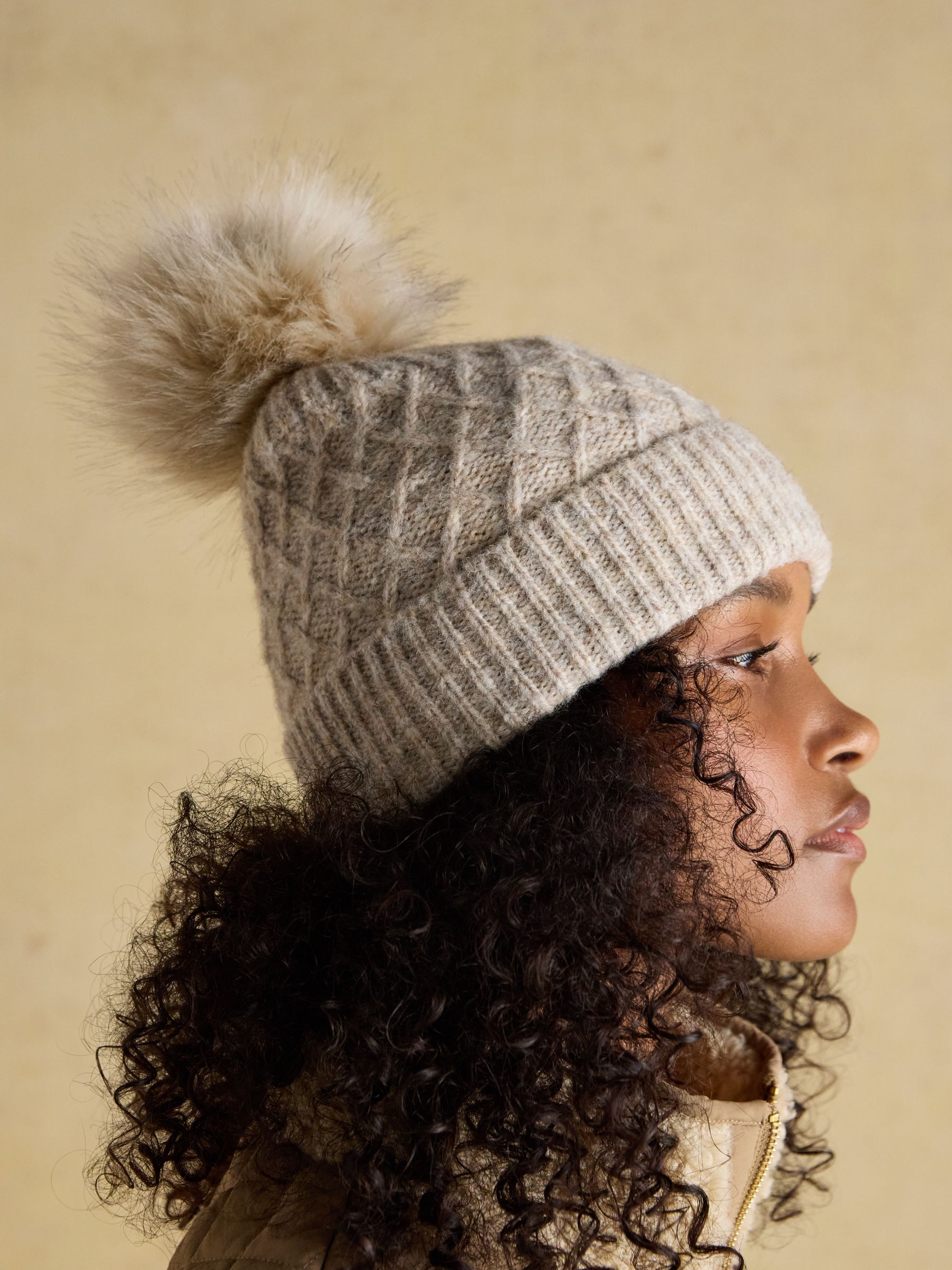 Effie Oat Knitted Bobble Hat - Image 3 of 6