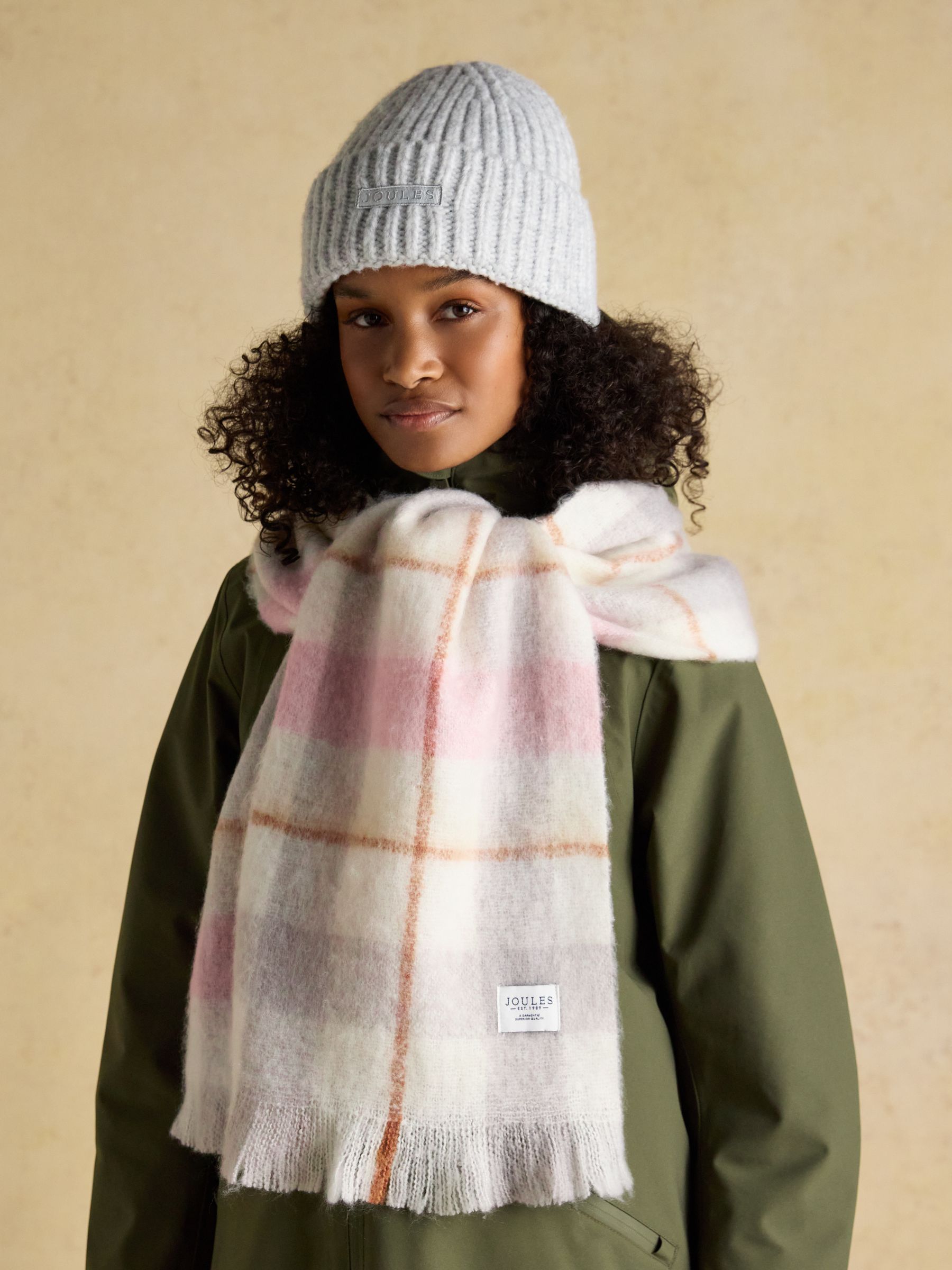 Joy Pink/Cream Hat and Scarf Set - Image 1 of 9