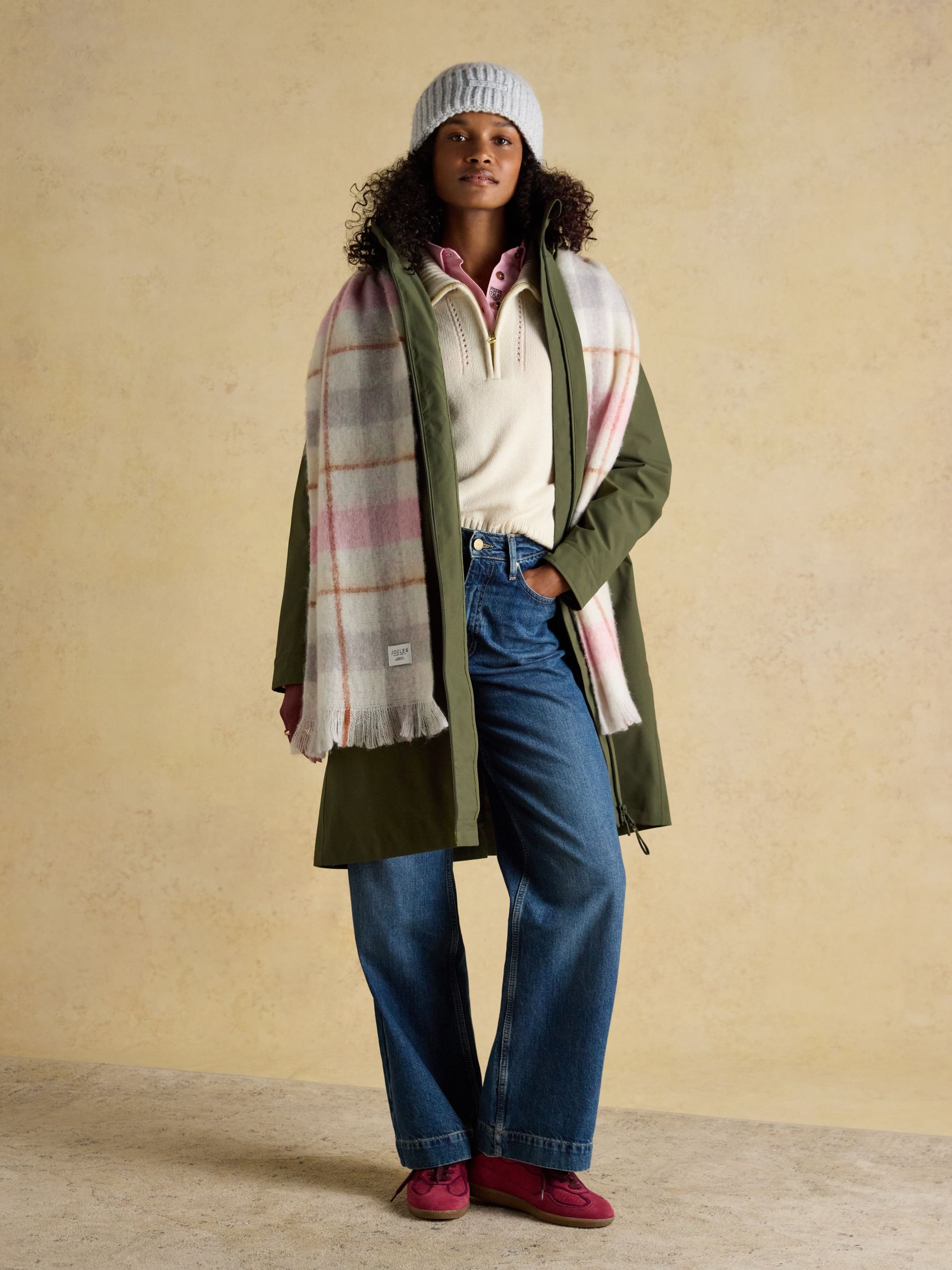 Joy Pink/Cream Hat and Scarf Set - Image 3 of 9