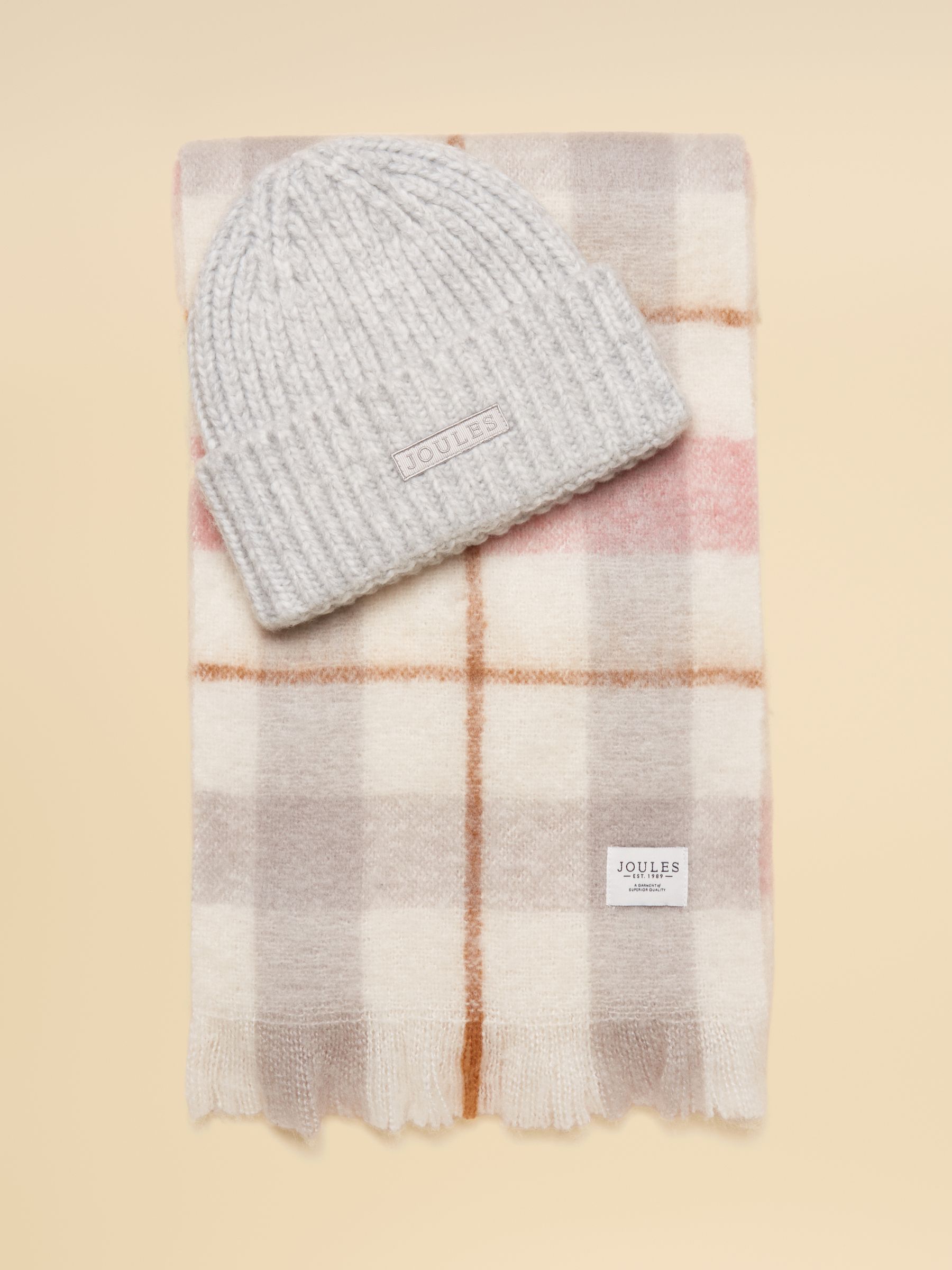 Joy Pink/Cream Hat and Scarf Set - Image 6 of 9