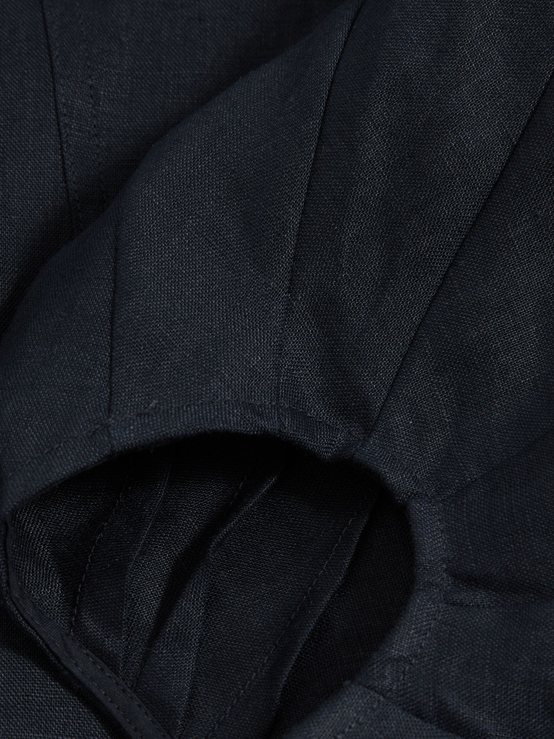 Reiss Linen Balloon-Sleeve Top in Navy | REISS