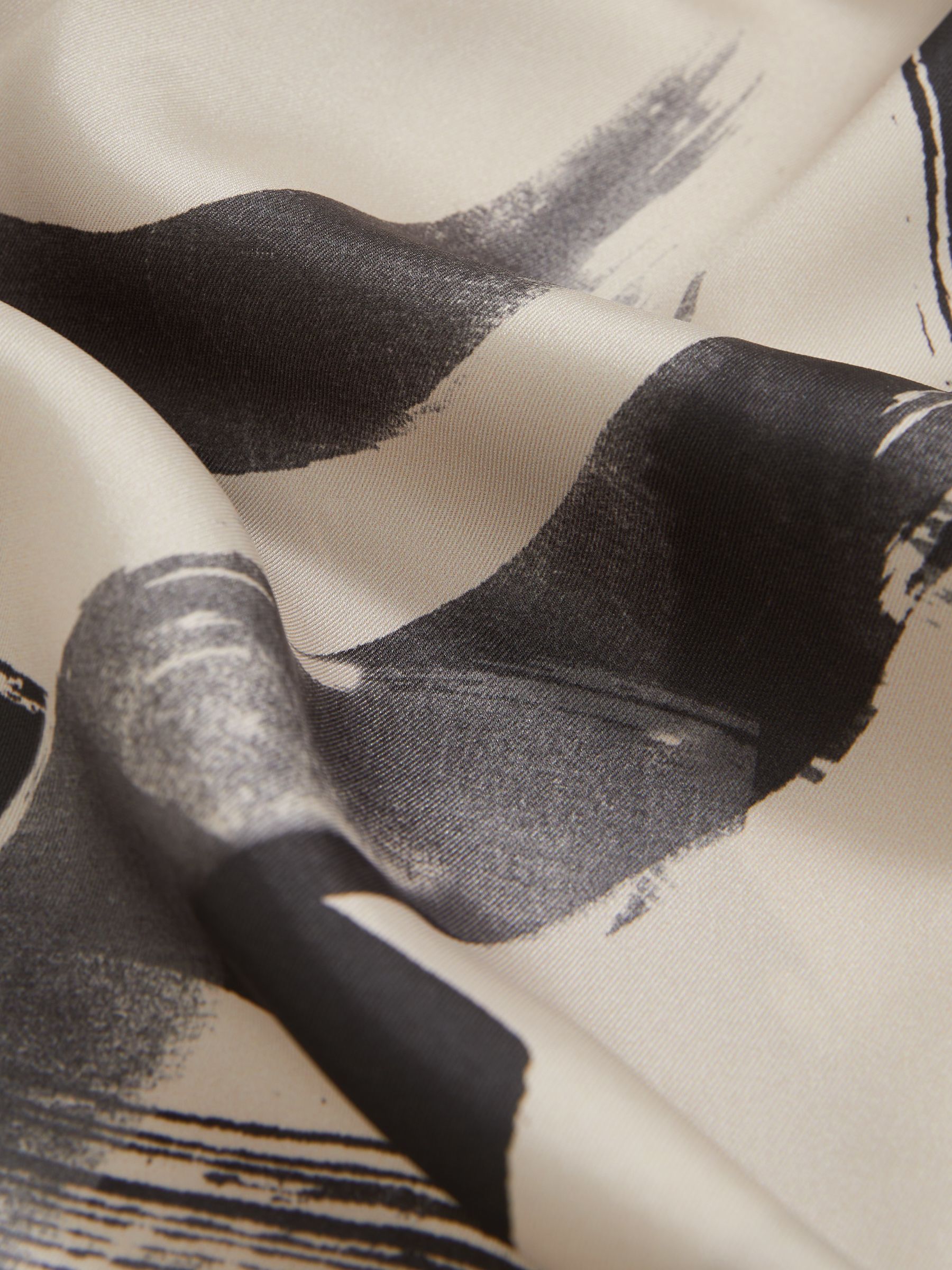 Brushstroke-Print Cuban-Collar Shirt in Charcoal Grey/Off White - Image 7 of 7