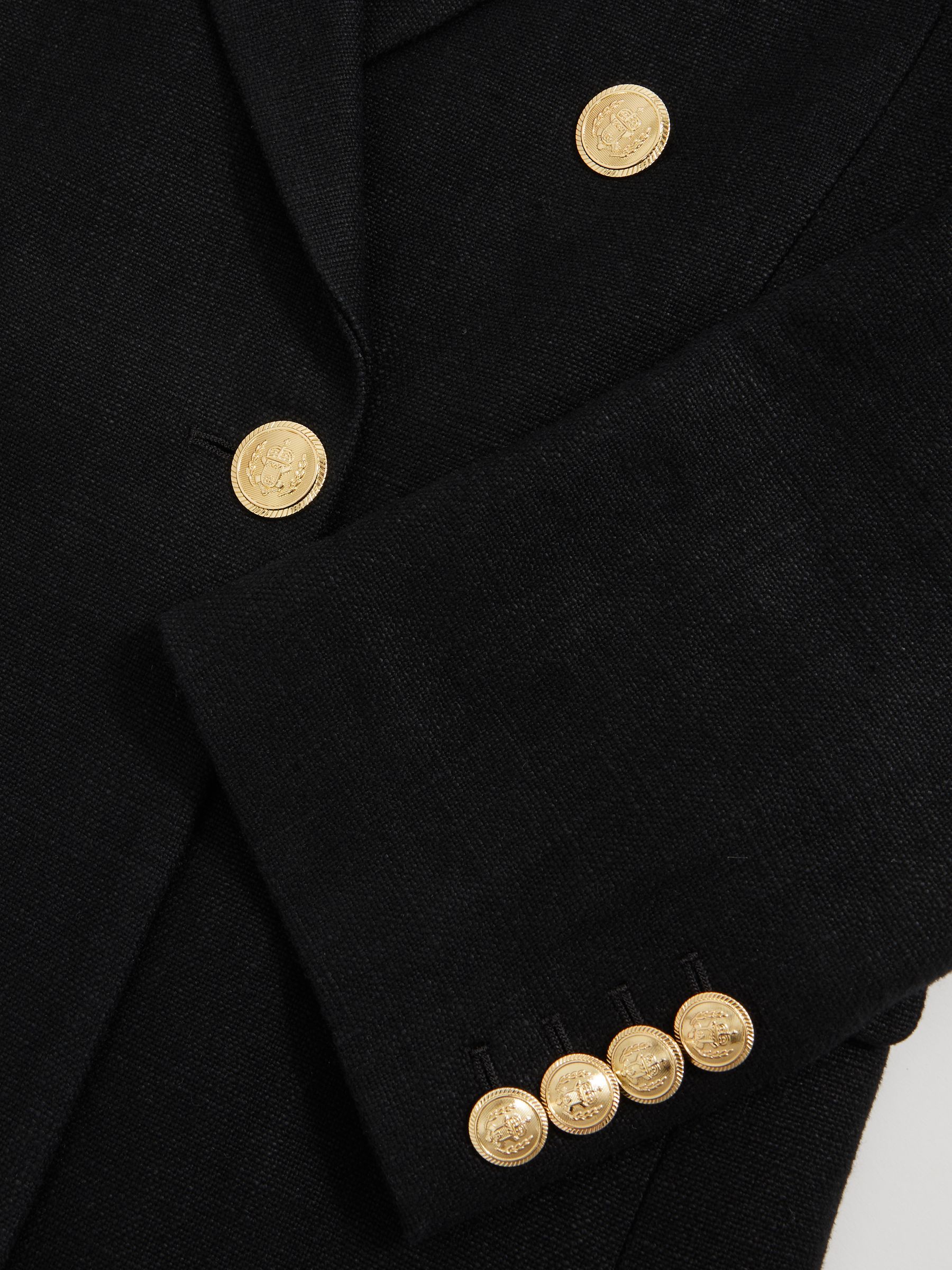 Oversized Double-Breasted Blazer Linen-Blend in Black - Image 6 of 7