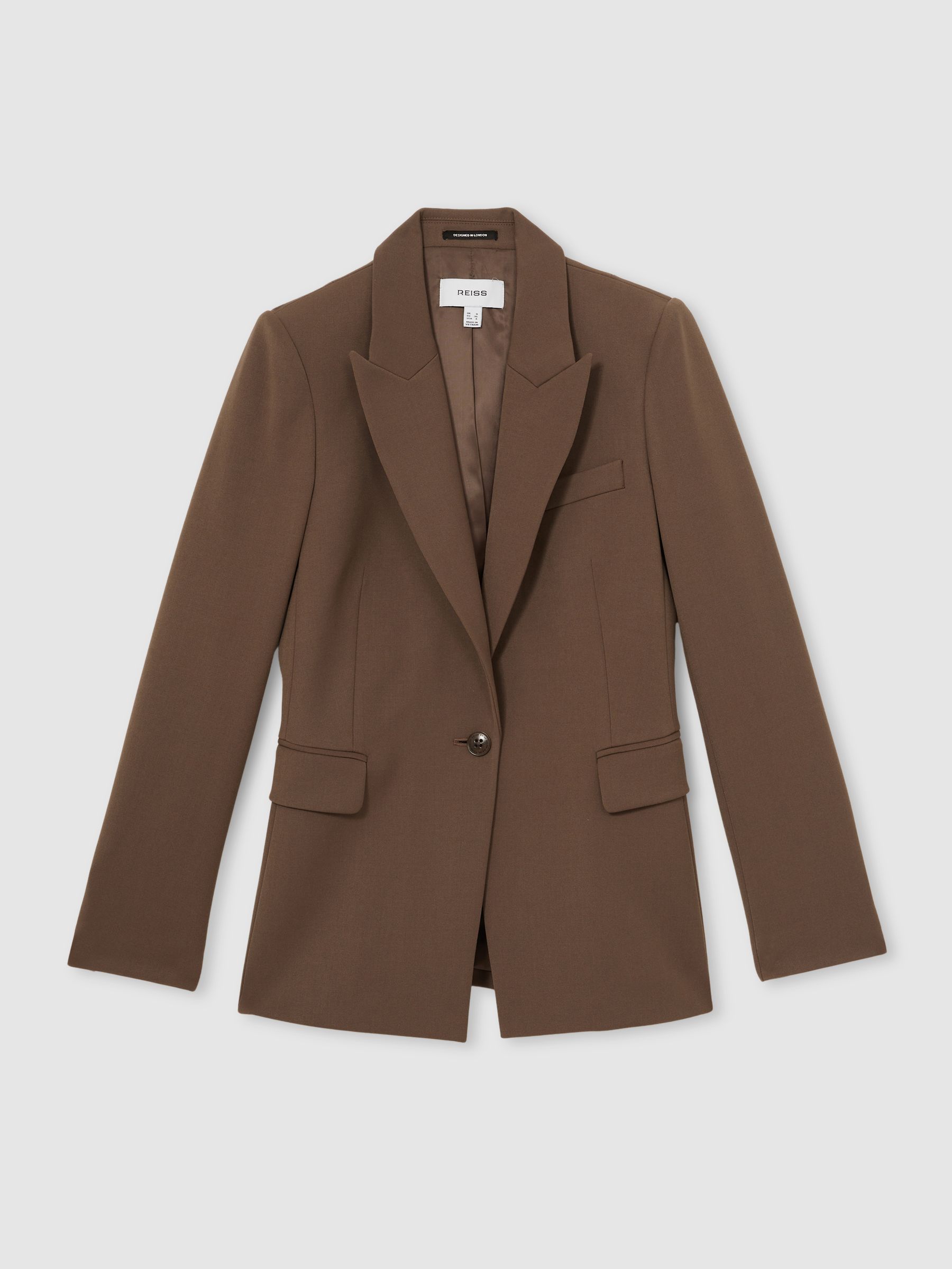 Petite Tailored Single Breasted Suit Blazer in Mink Neutral - Image 2 of 8