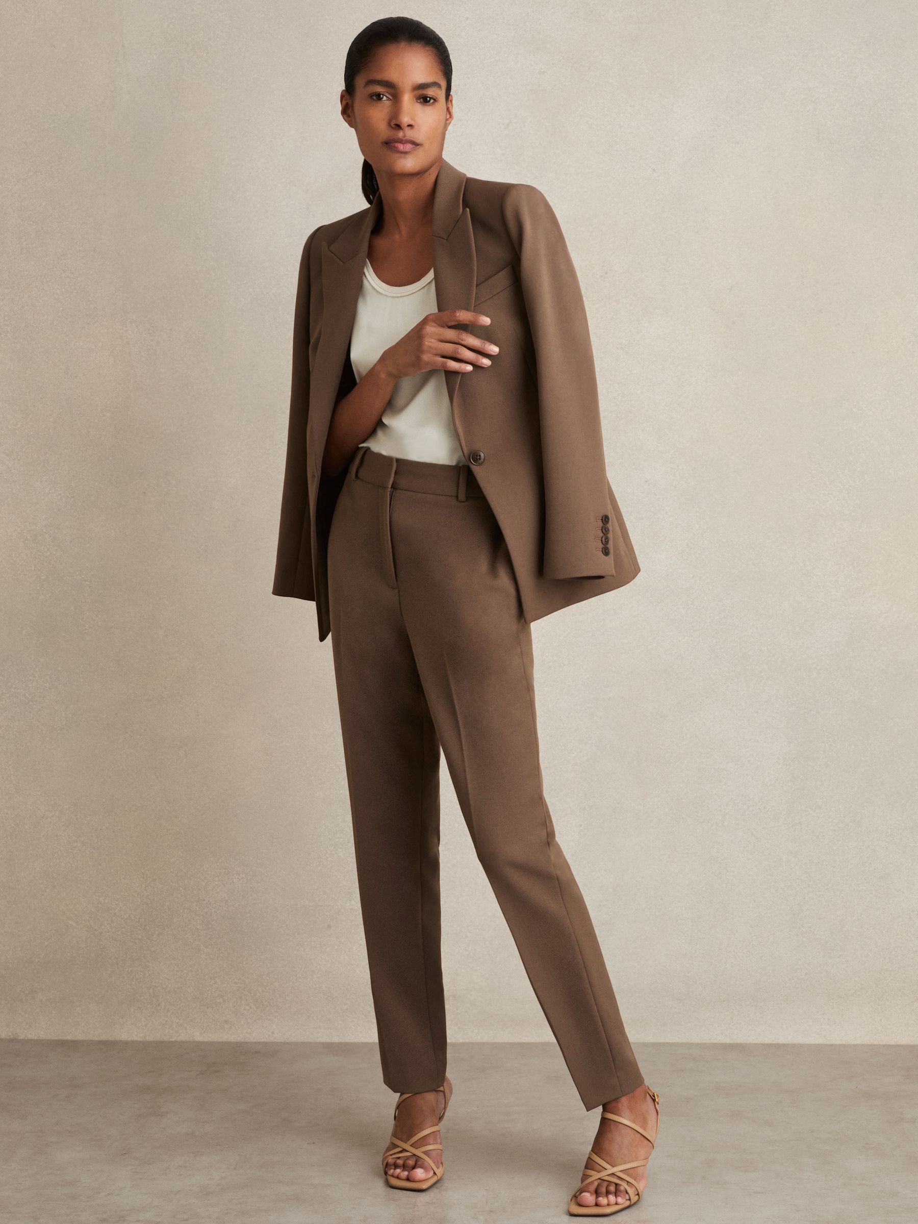Petite Tailored Single Breasted Suit Blazer in Mink Neutral - Image 3 of 8