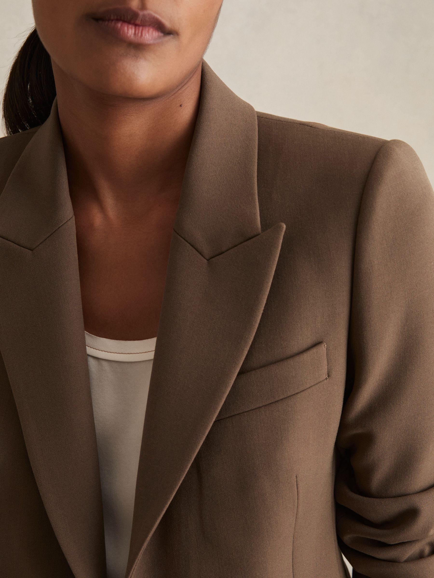 Petite Tailored Single Breasted Suit Blazer in Mink Neutral - Image 4 of 8