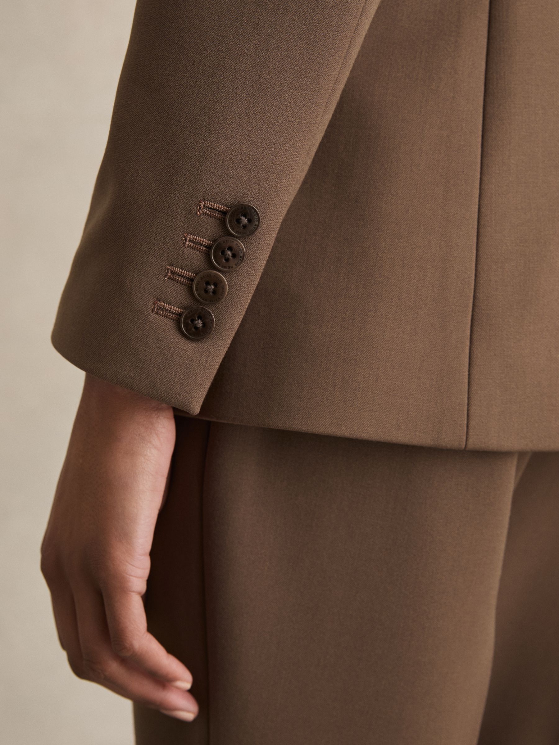 Petite Tailored Single Breasted Suit Blazer in Mink Neutral - Image 5 of 8