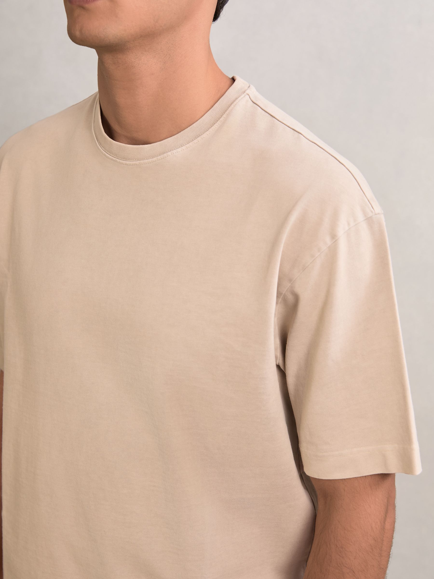 Cotton Garment-Dyed Oversize T-Shirt in Oatmeal - Image 3 of 6