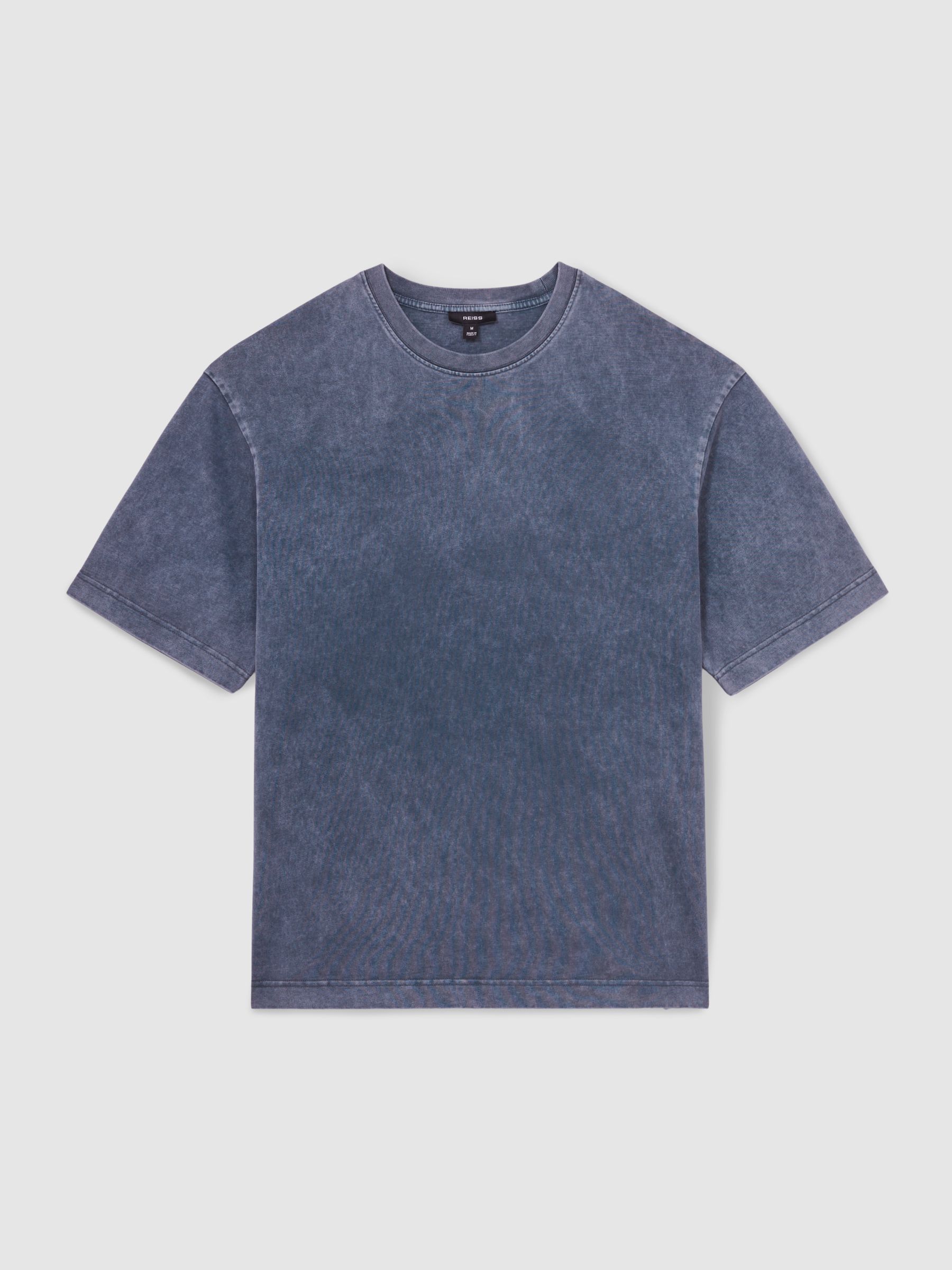 Cotton Garment-Dyed Oversize T-Shirt in Indigo Blue - Image 2 of 7