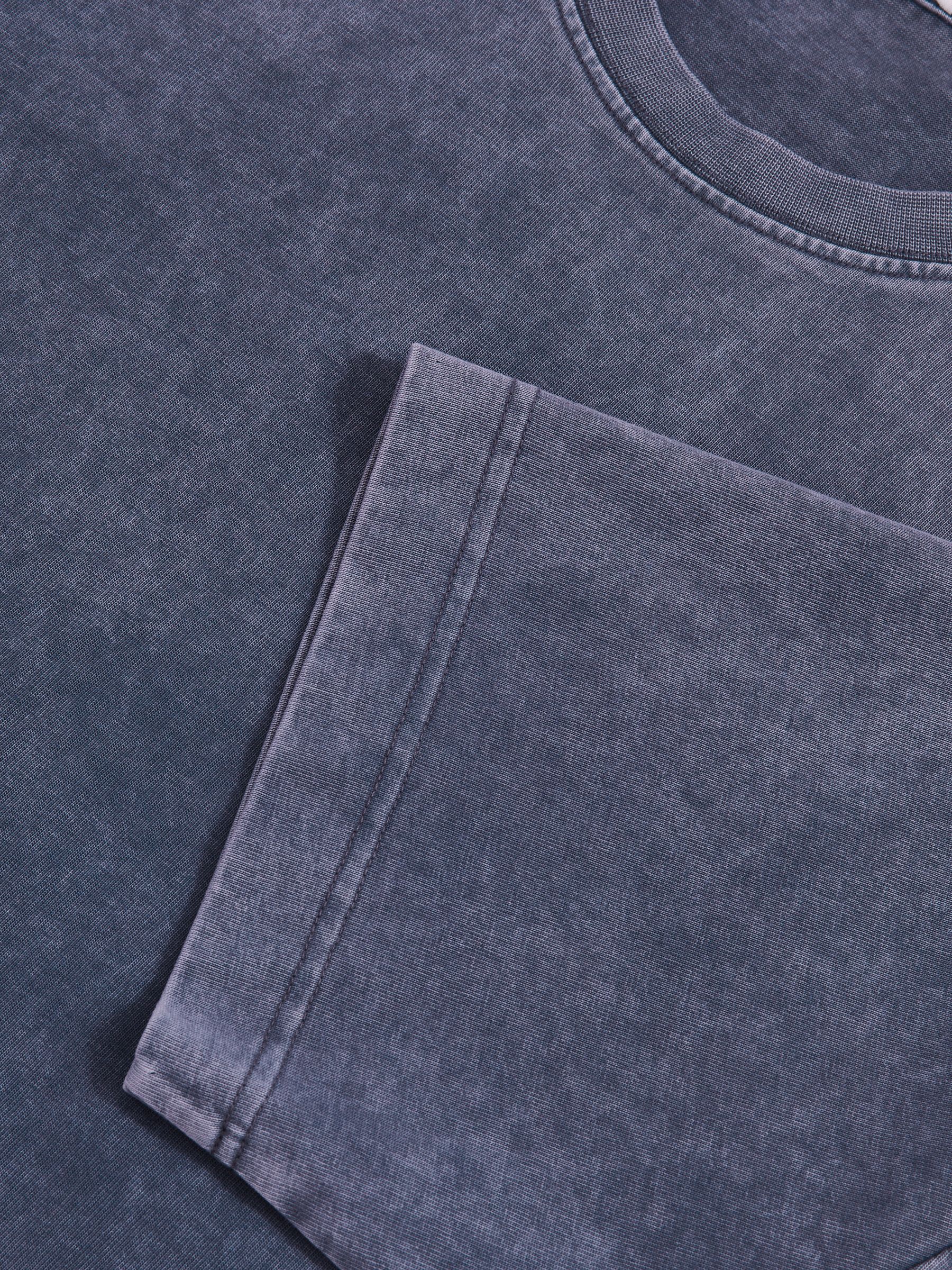 Cotton Garment-Dyed Oversize T-Shirt in Indigo Blue - Image 7 of 7