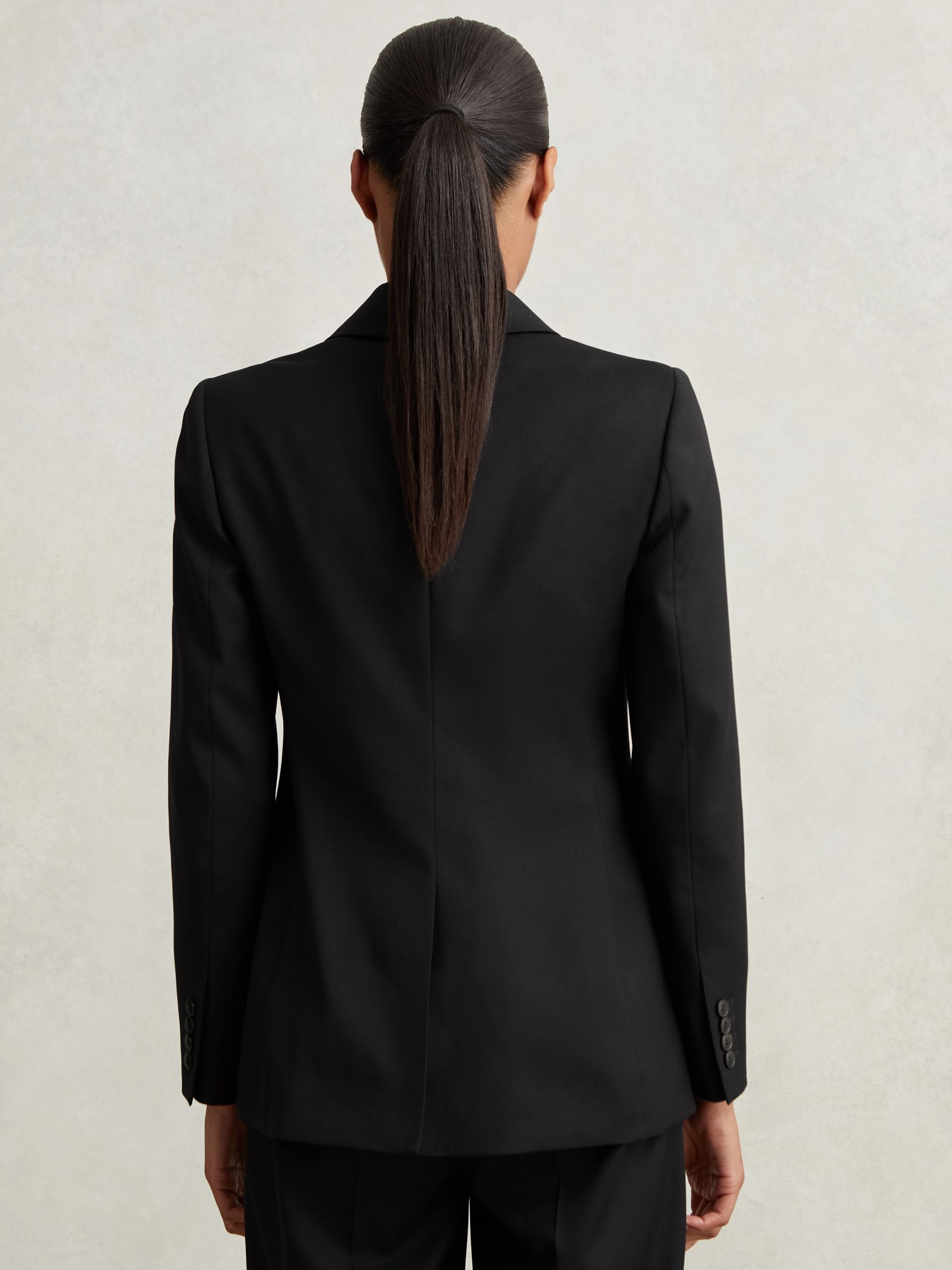 Wool Blend Double Breasted Suit Blazer in Black - Image 5 of 6