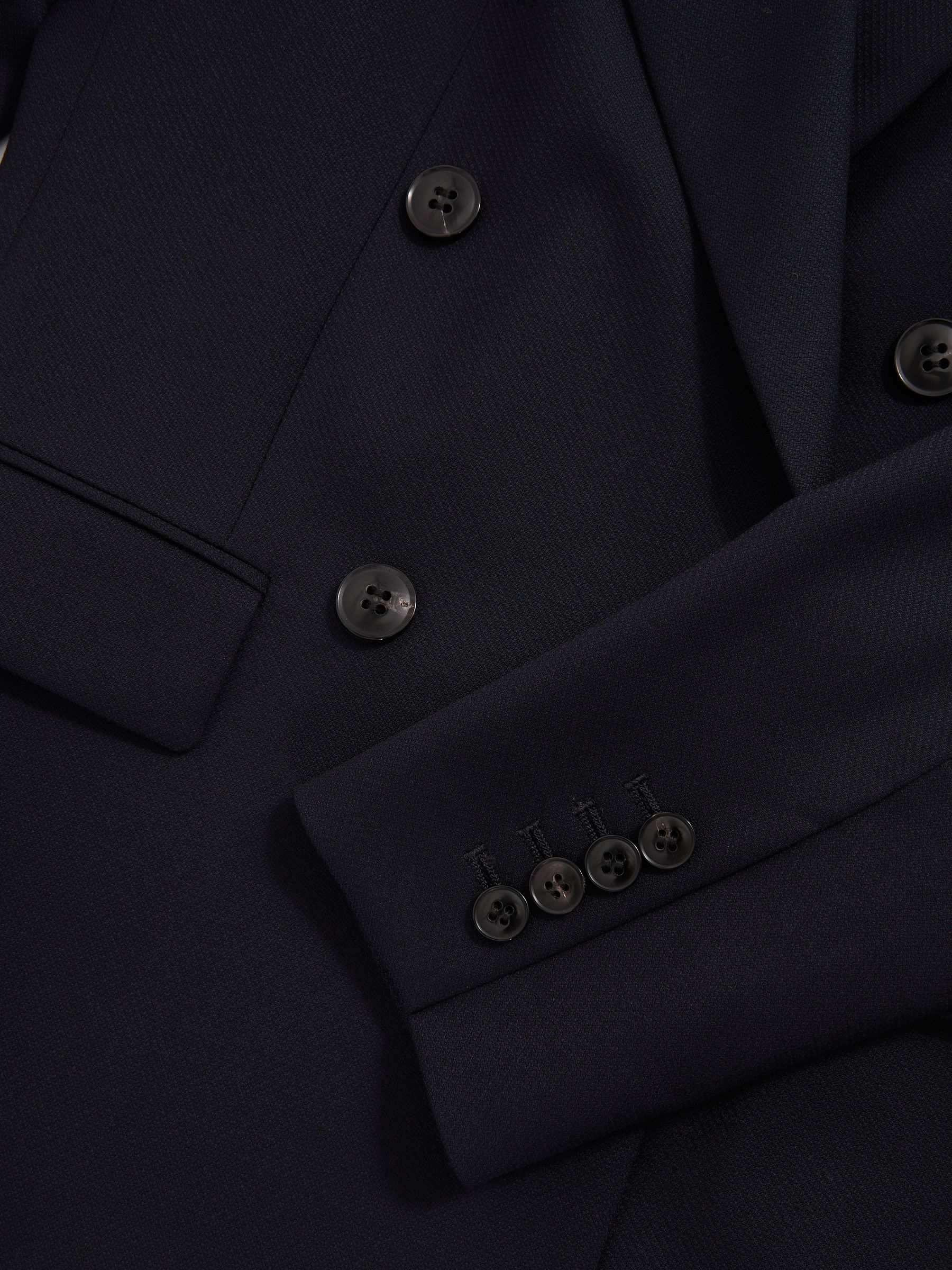 Petite Wool Blend Double Breasted Suit Blazer in Navy - Image 7 of 8