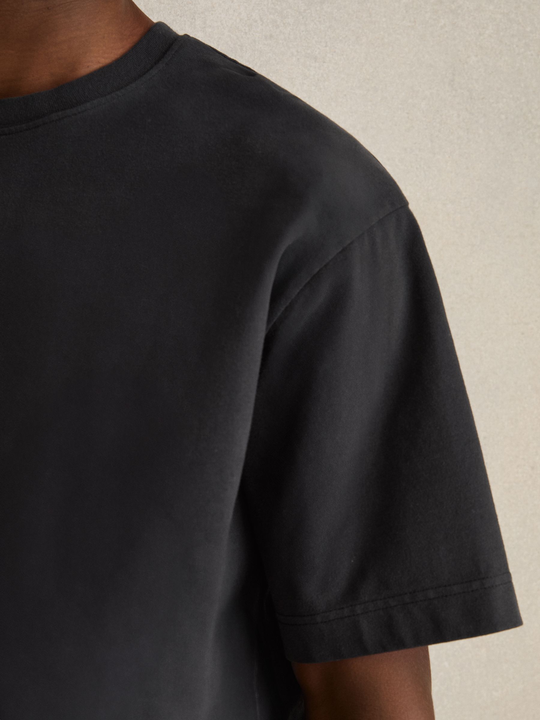 Cotton Garment-Dyed Oversize T-Shirt in Washed Black - Image 4 of 6