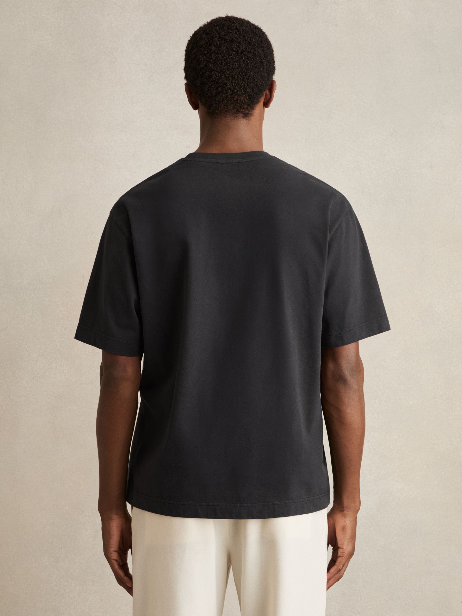Cotton Garment-Dyed Oversize T-Shirt in Washed Black - Image 5 of 6