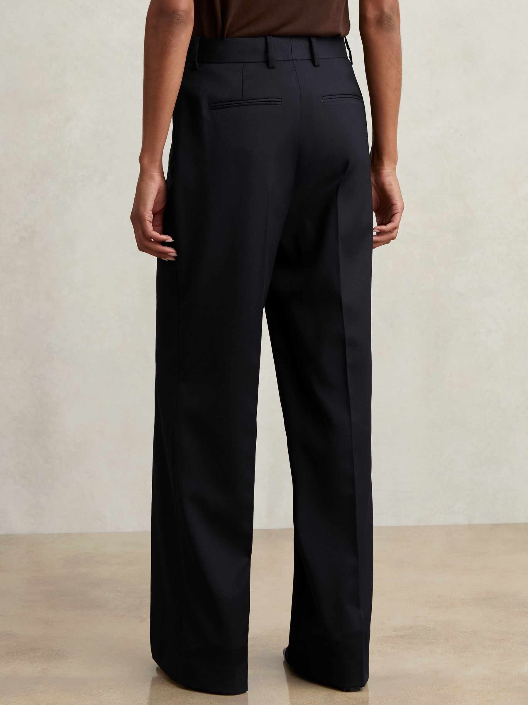 Petite Wool-Blend Wide-Leg Suit Trousers in Navy - Image 5 of 7