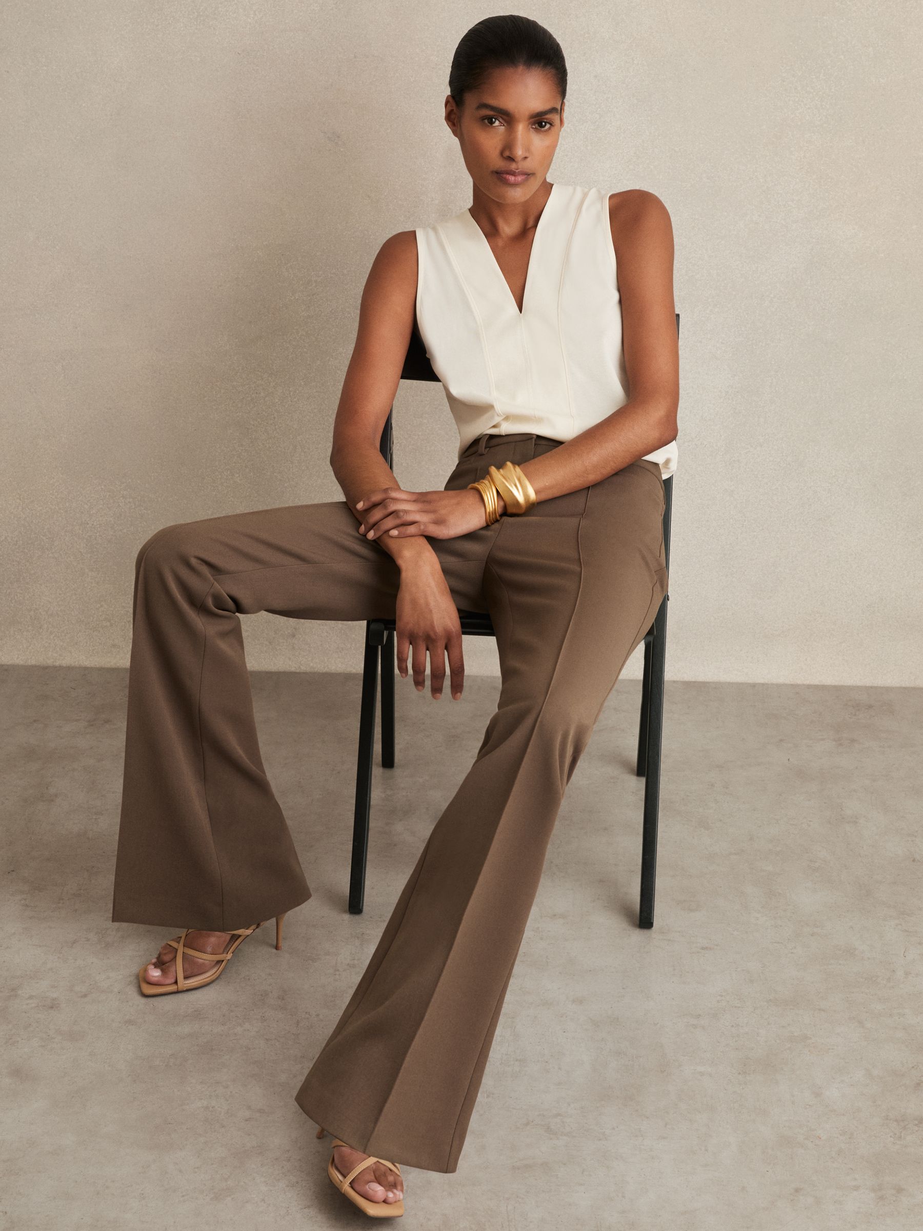 Flared Suit Trousers in Mink Neutral - Image 1 of 6