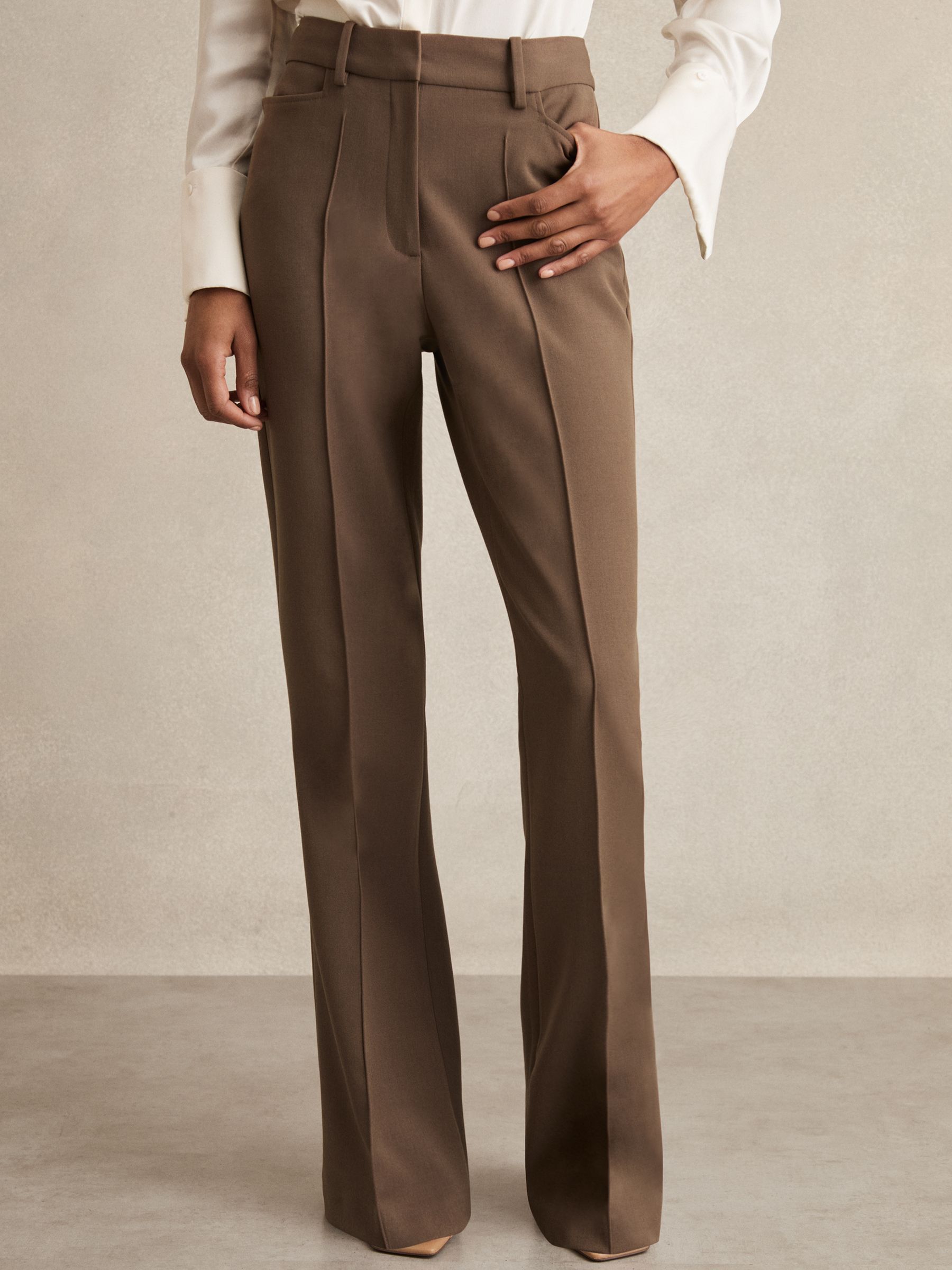 Reiss Flared Suit Trousers in Mink Neutral | REISS