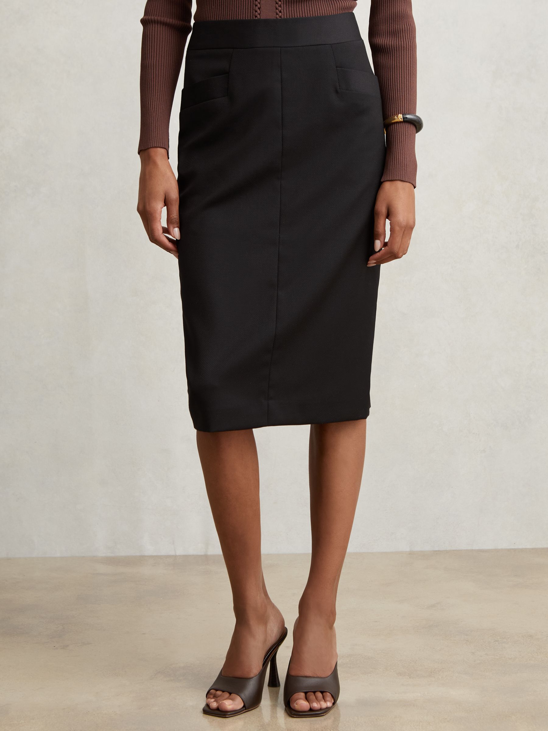 Wool-Blend Pencil Skirt in Black - Image 3 of 6