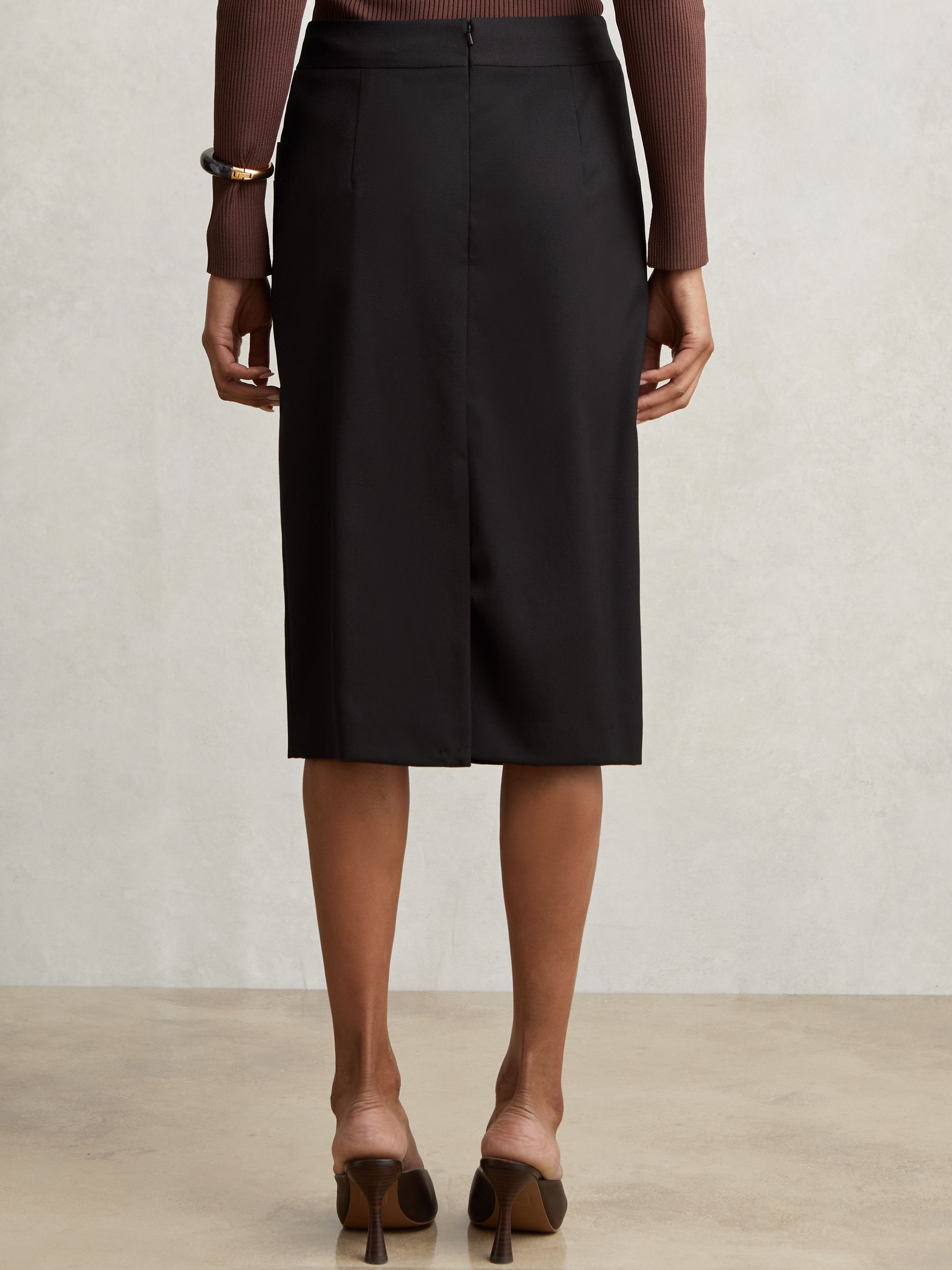 Wool-Blend Pencil Skirt in Black - Image 5 of 6