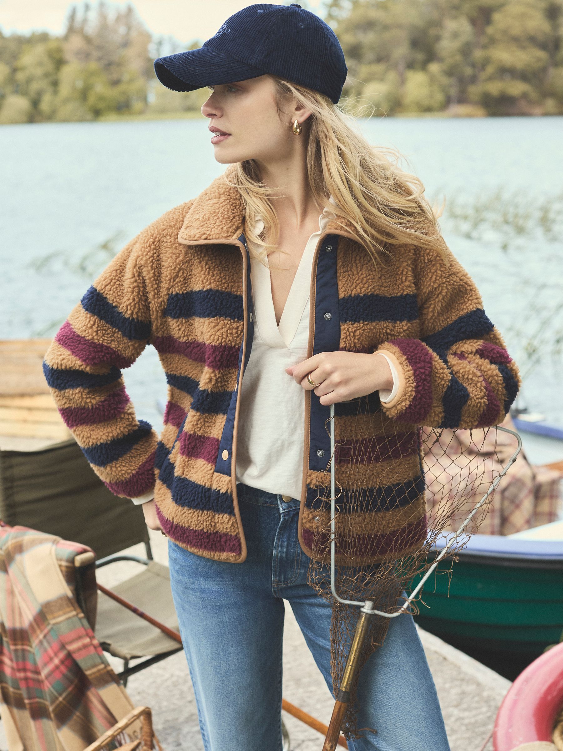 Borg Fleece Tan Stripe Jacket - Image 3 of 14