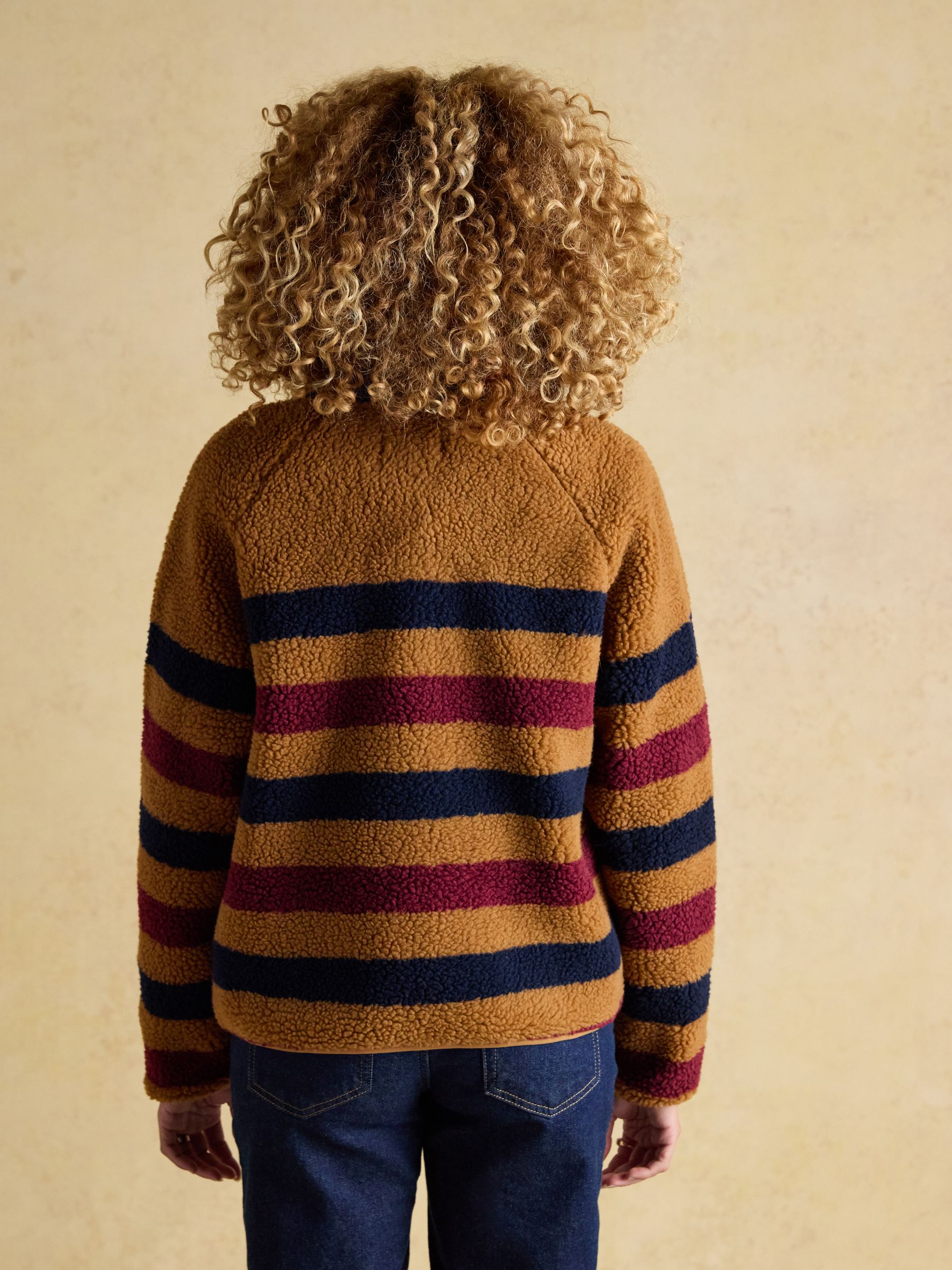 Borg Fleece Tan Stripe Jacket - Image 5 of 14