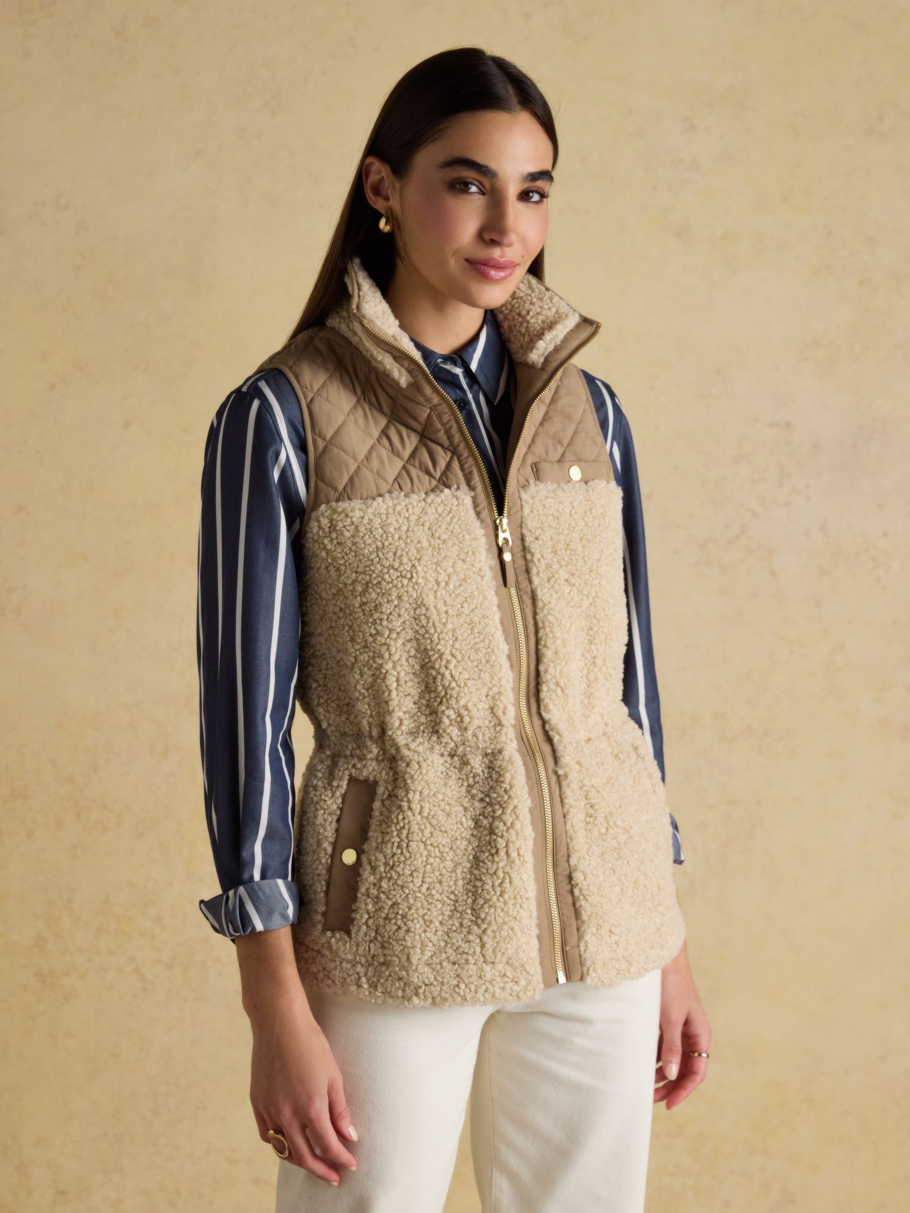 Veste 2-en-1 Joules Femme – Taille S – Crème – Matelassée – Occasion TBÉ
