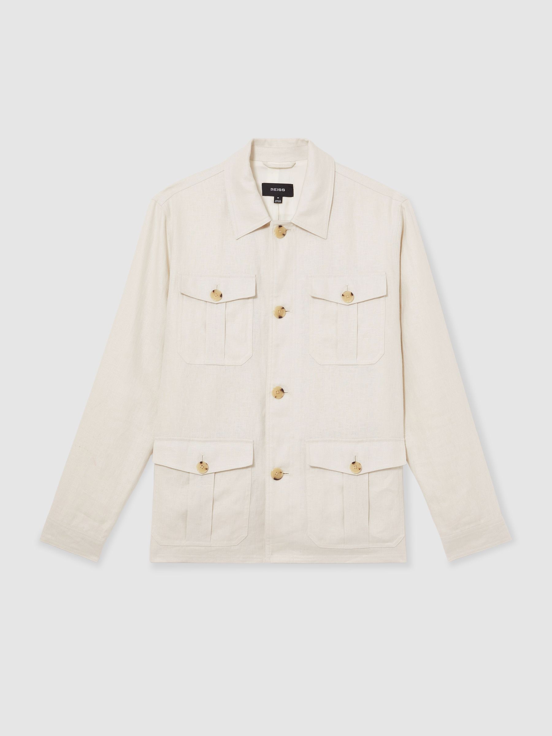 Linen Four-Pocket Safari Jacket in Off White - Image 2 of 6