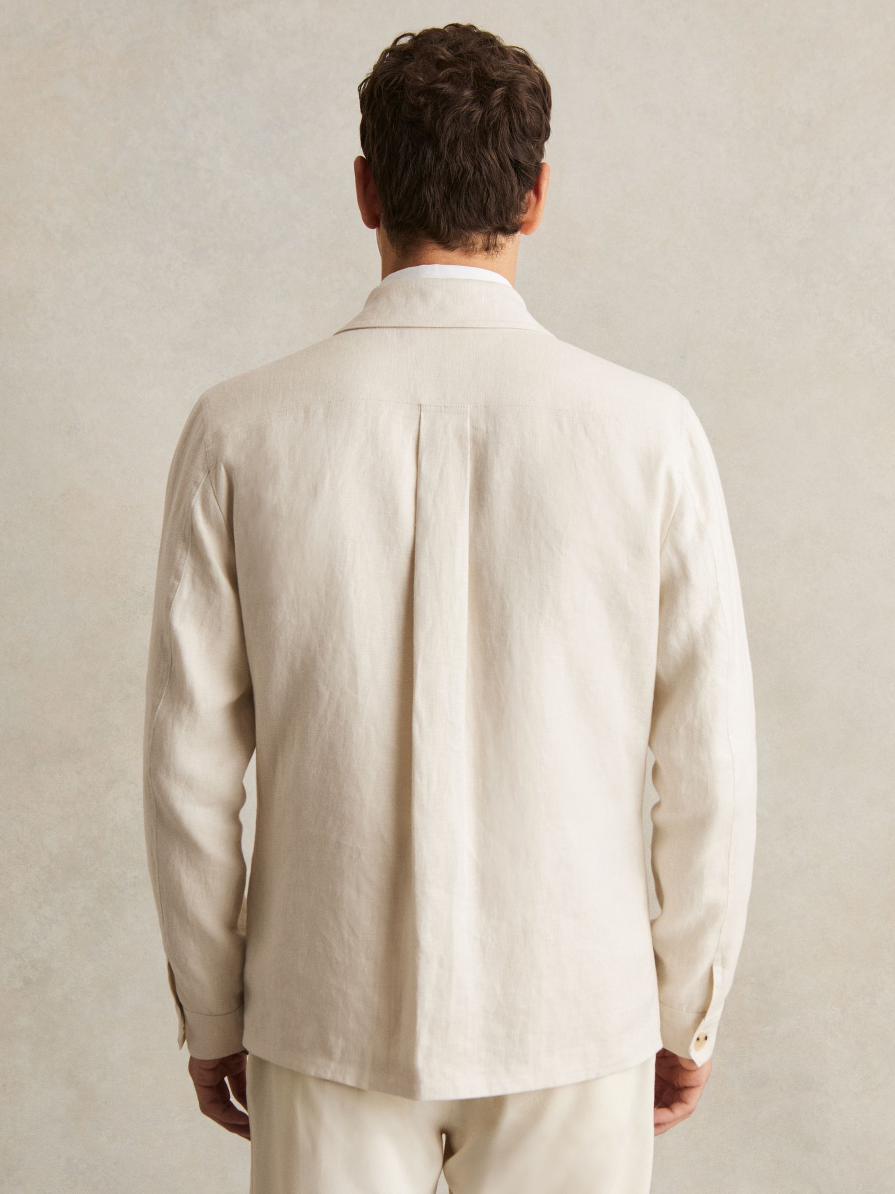 Linen Four-Pocket Safari Jacket in Off White - Image 7 of 8