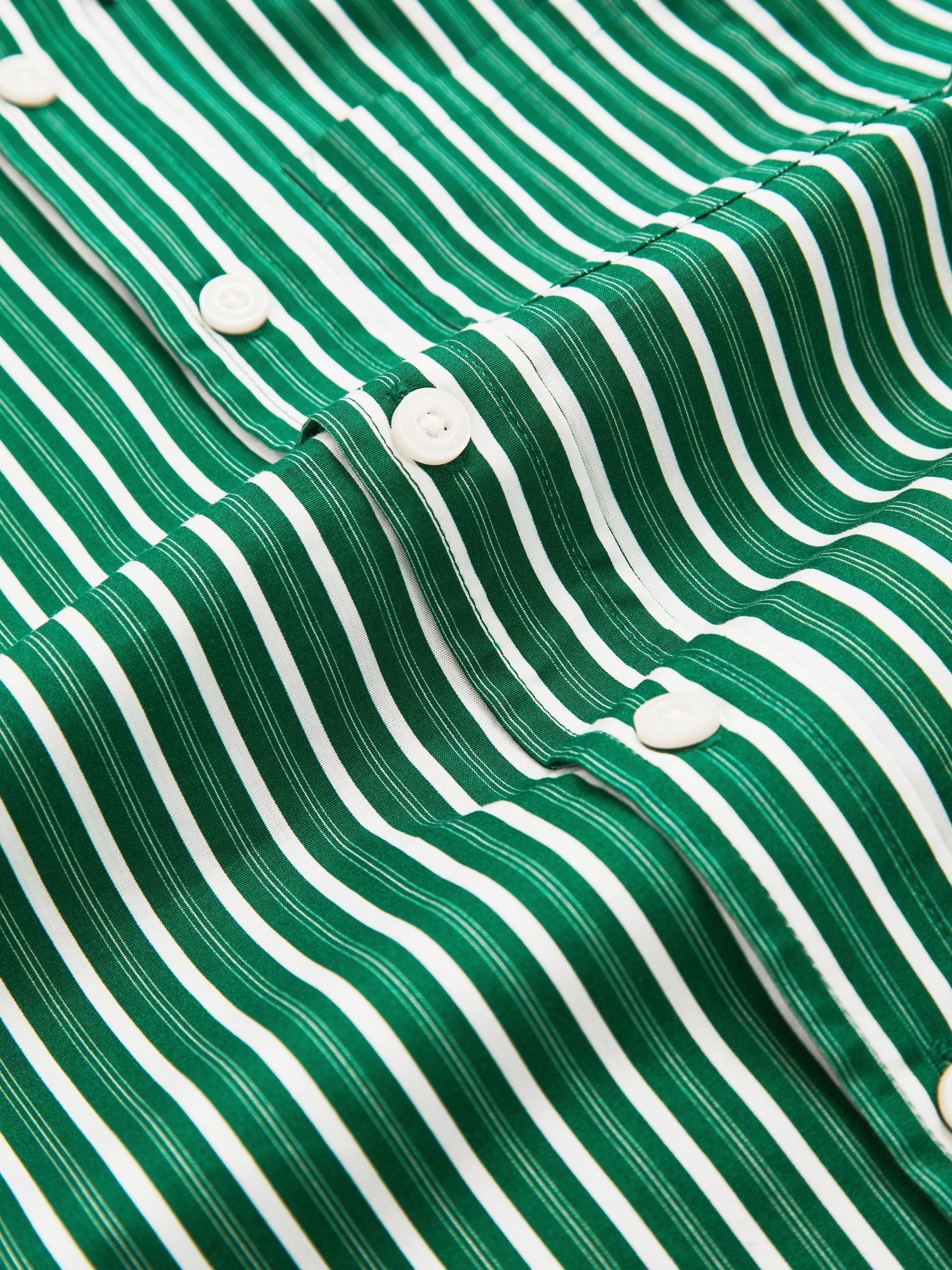 3-9 yrs Cotton-Poplin Striped Oversize Shirt in Green/White - Image 4 of 4