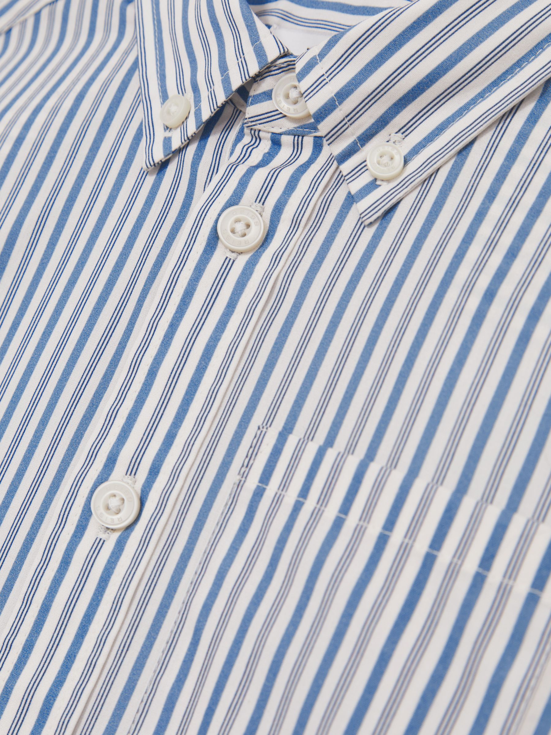 9-13 yrs Cotton-Poplin Striped Oversize Shirt in Blue/White - Image 4 of 4