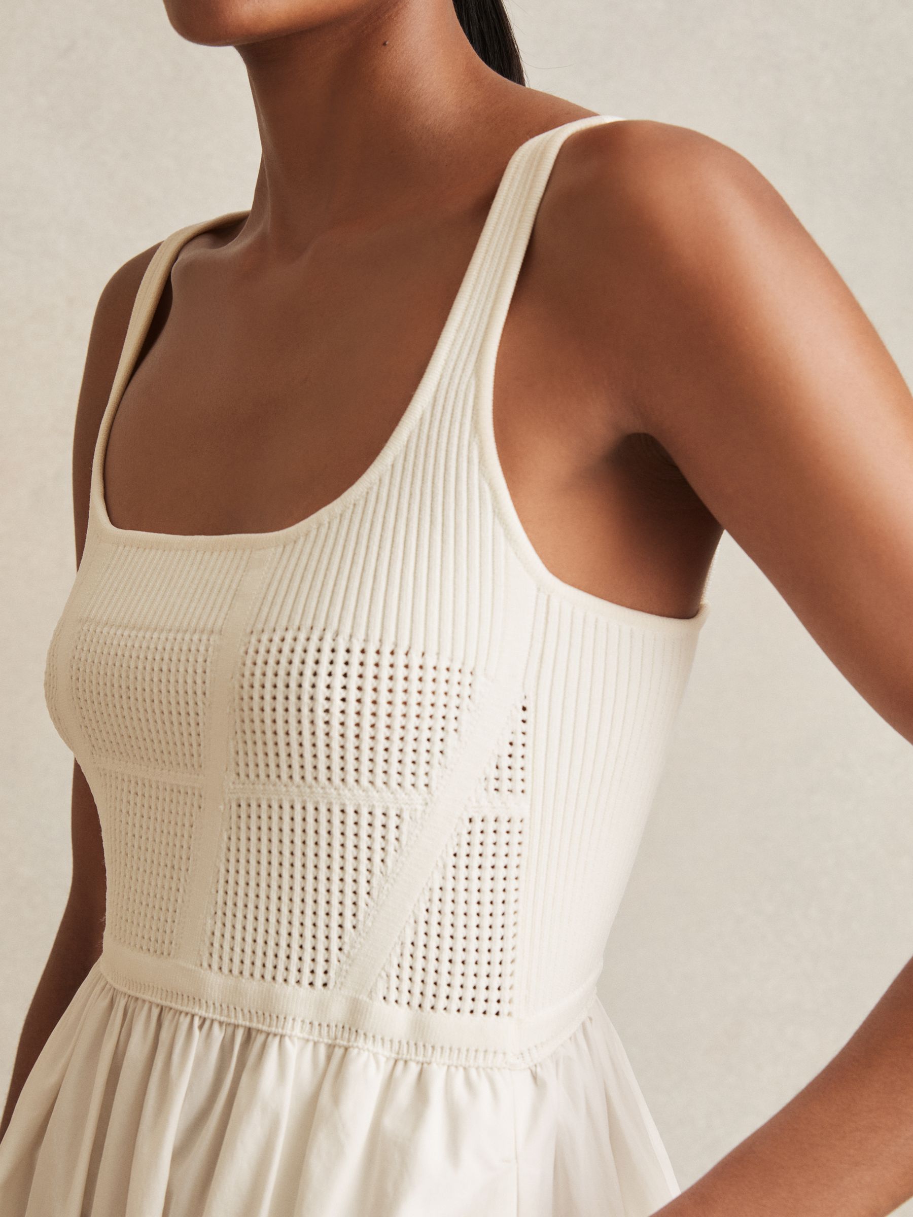 【海外限定】REISSワンピース☆Ivory Kori Perforated-Knit Cott Reiss Perforated-Knit Cotton-Skirt Midi Dress in Ivory - REISS