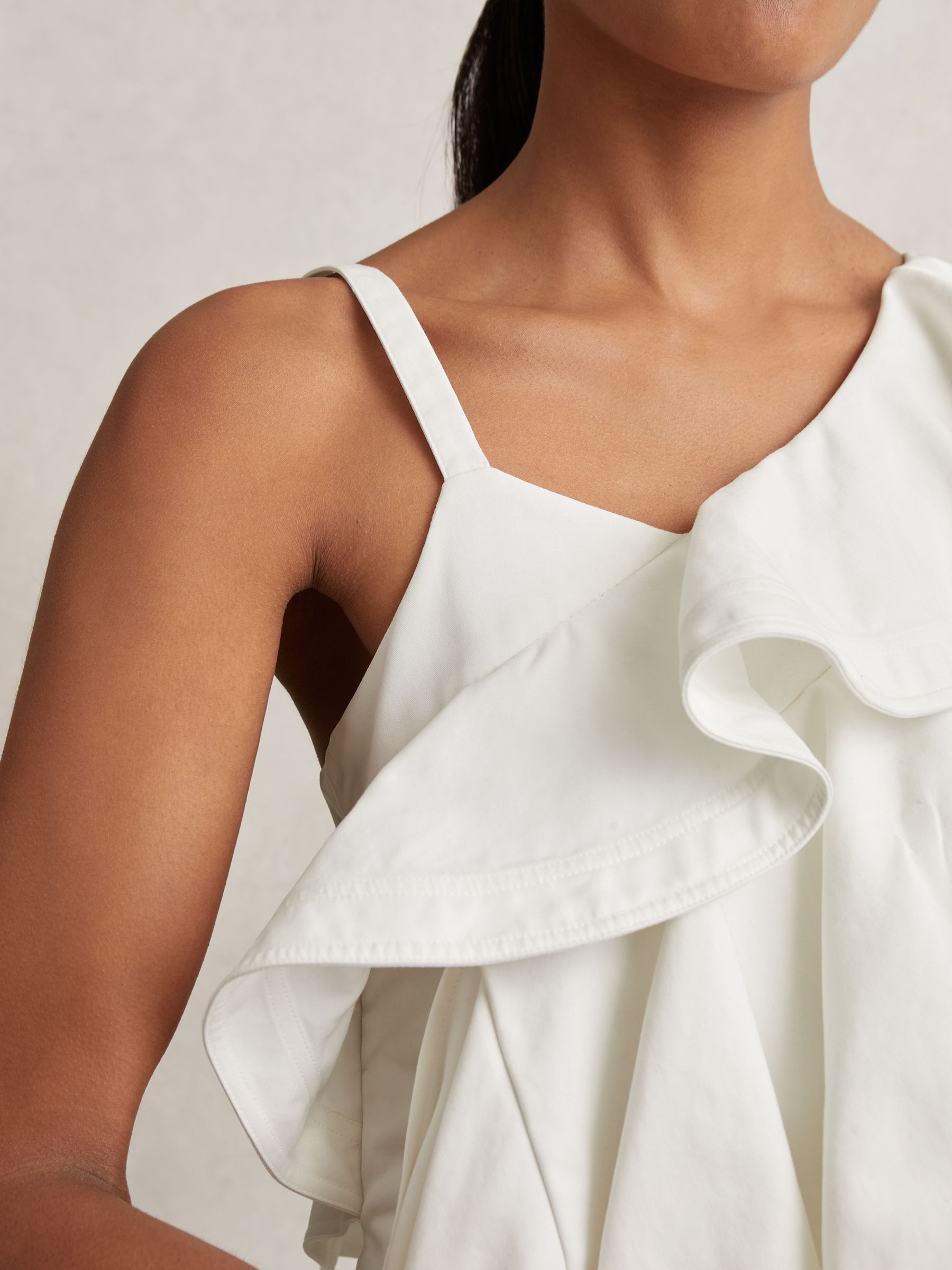 【海外限定】REISSワンピース☆Hera Cotton Tiered Ruffle Mini Reiss Cotton Tiered Ruffle Mini Dress in Ivory - REISS