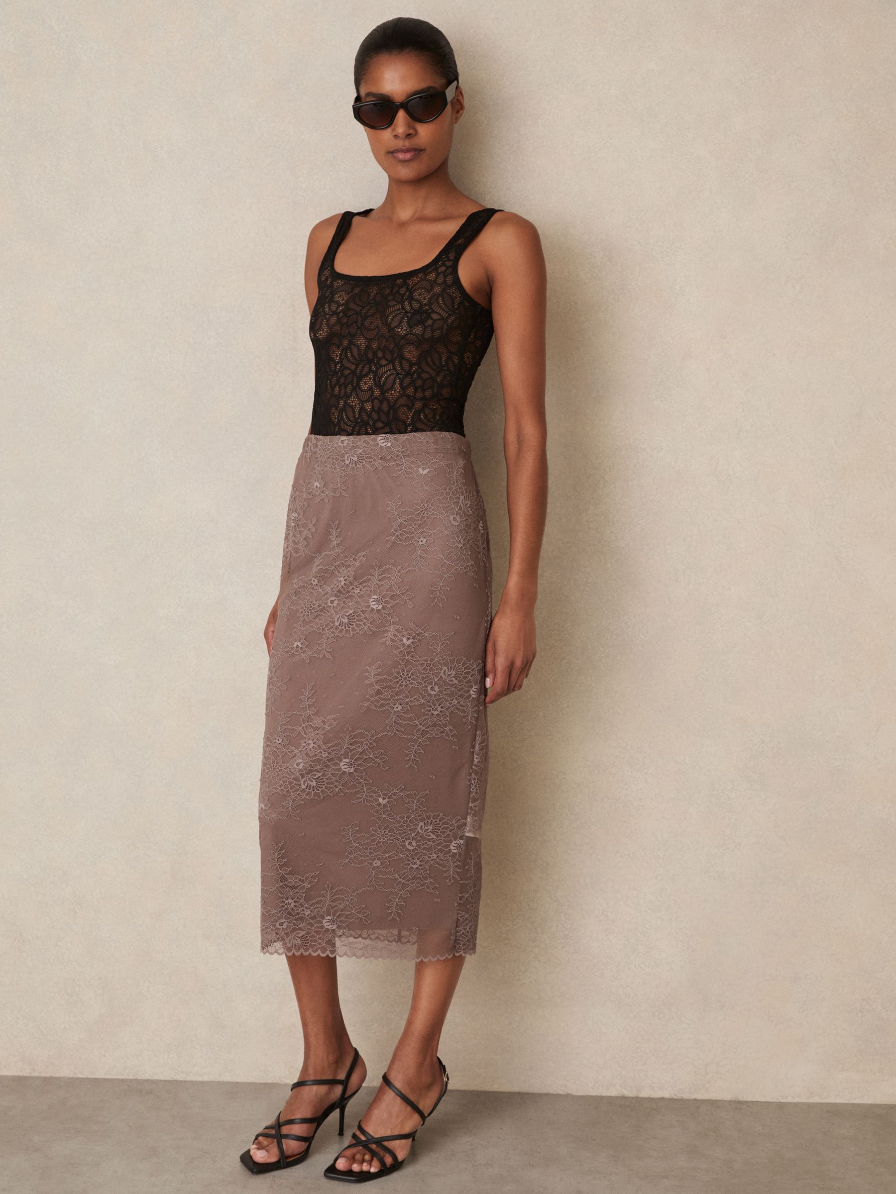 Reiss Knit Hybrid Midi Dress in Navy - REISS