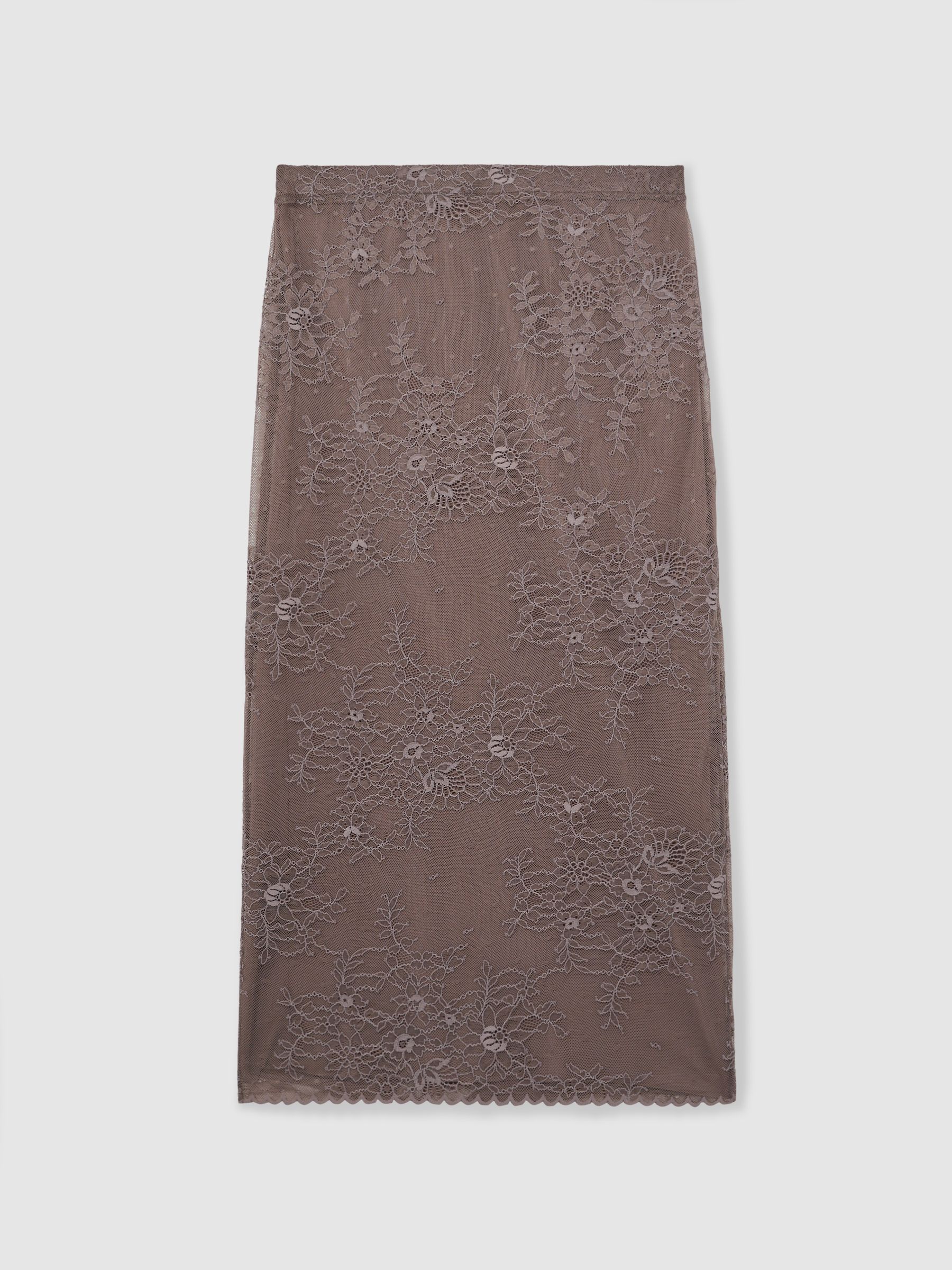 Lace Pencil Skirt in Taupe Brown - Image 2 of 6