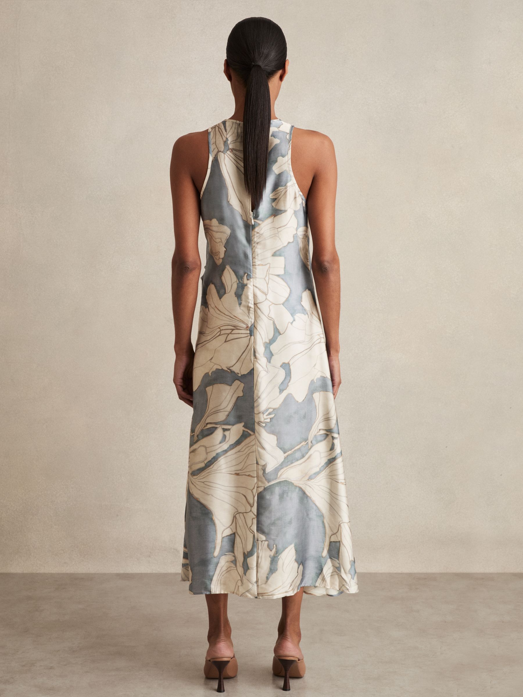 【海外限定】REISSワンピース☆Michalie Floral-Print Satin Mid Reiss Michalie Floral-Print Satin Midi Dress in Black | Lyst UK