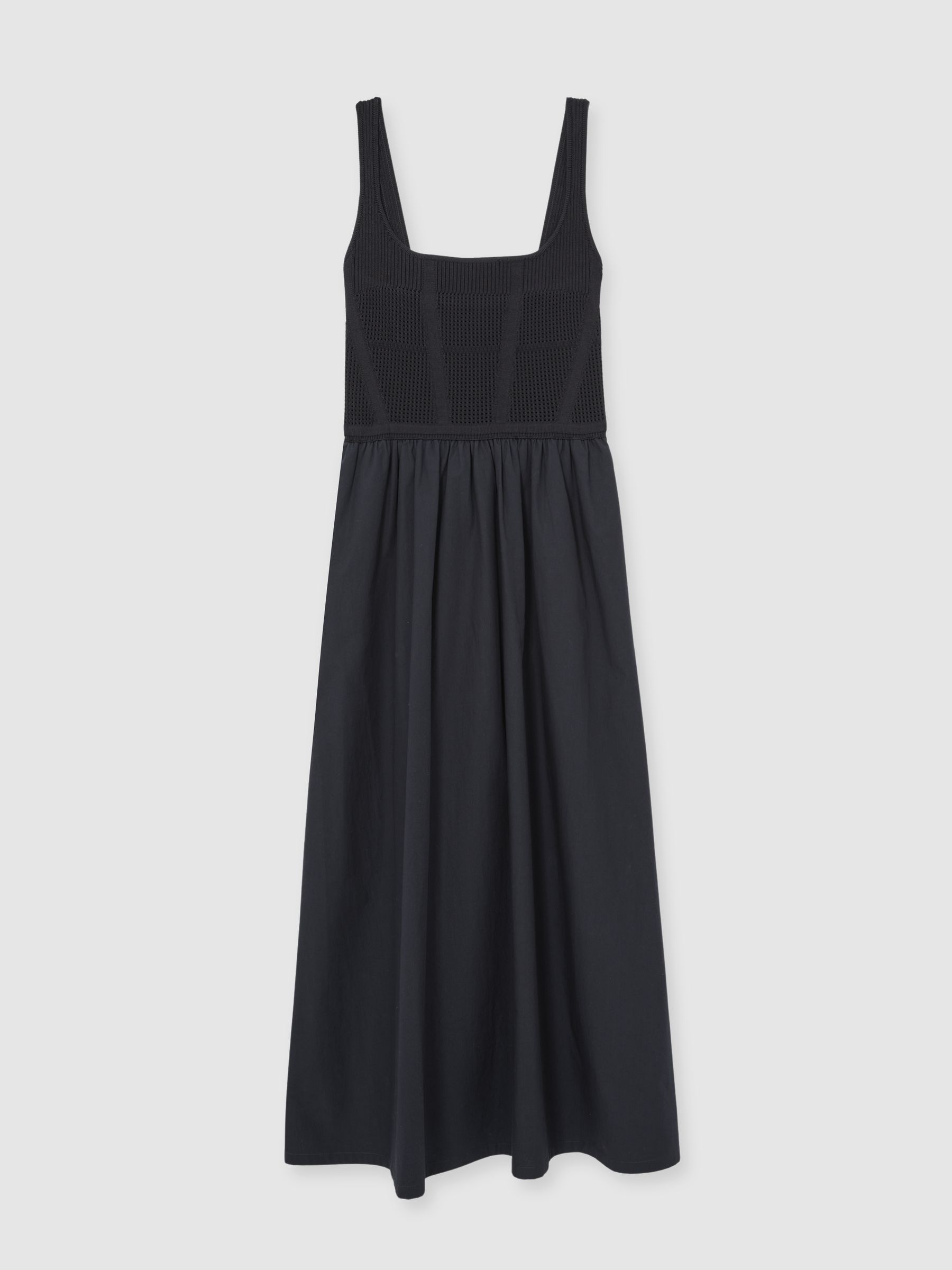 Perforated-Knit Cotton-Skirt Midi Dress in Navy - Image 2 of 5