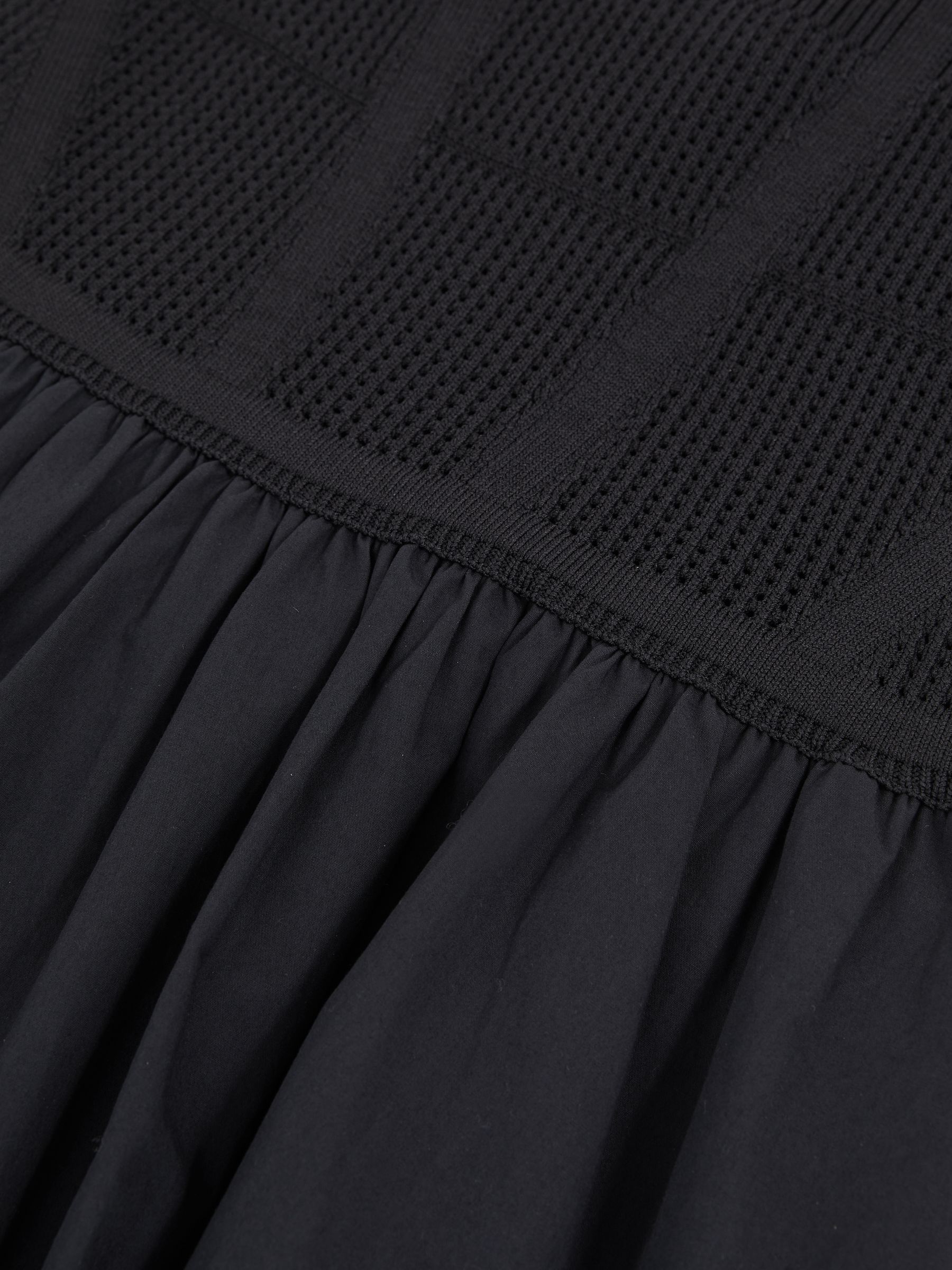 Perforated-Knit Cotton-Skirt Midi Dress in Navy - Image 5 of 5