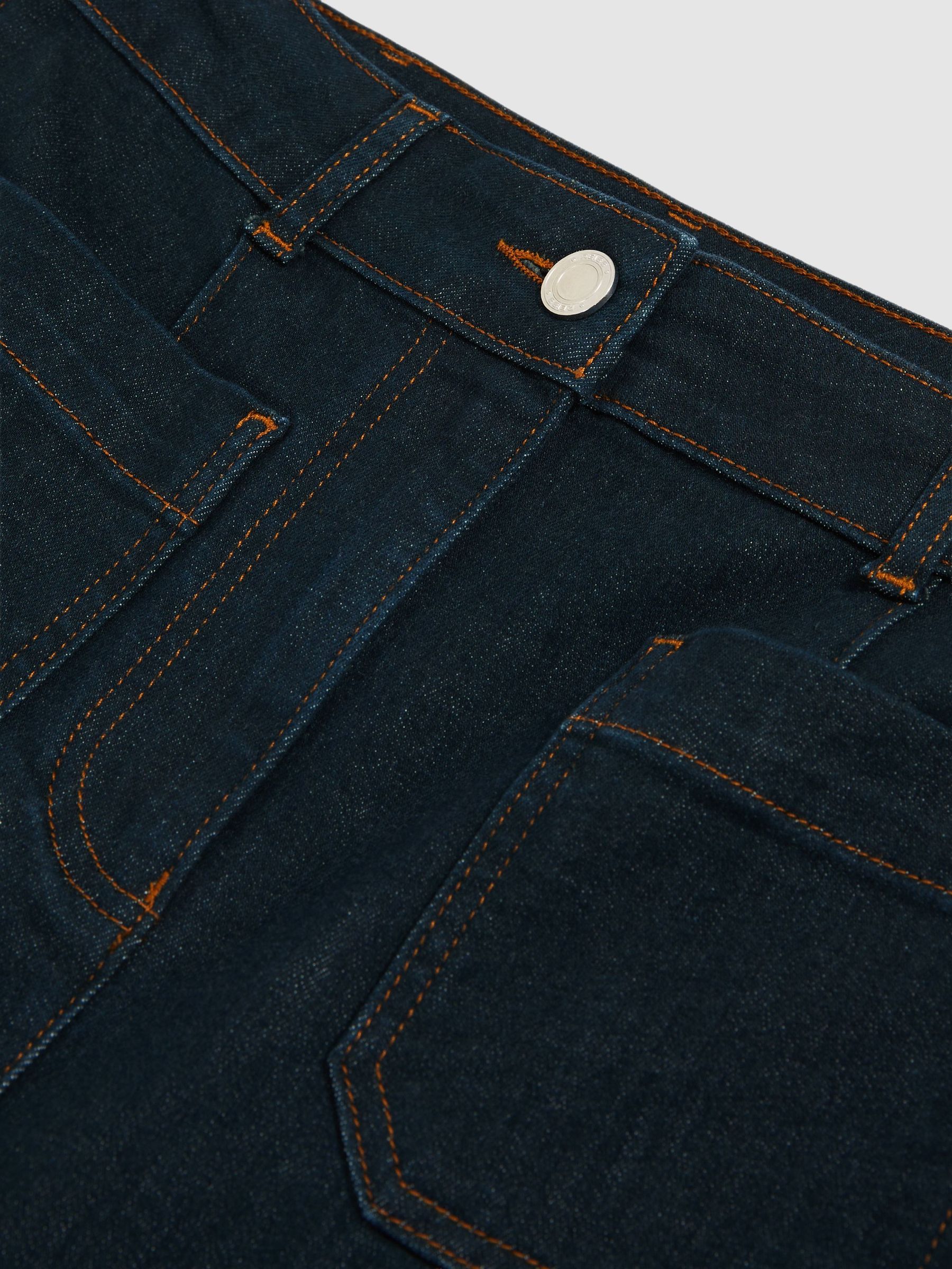 Patch-Pocket Flared Jeans in Dark Blue - Image 8 of 8