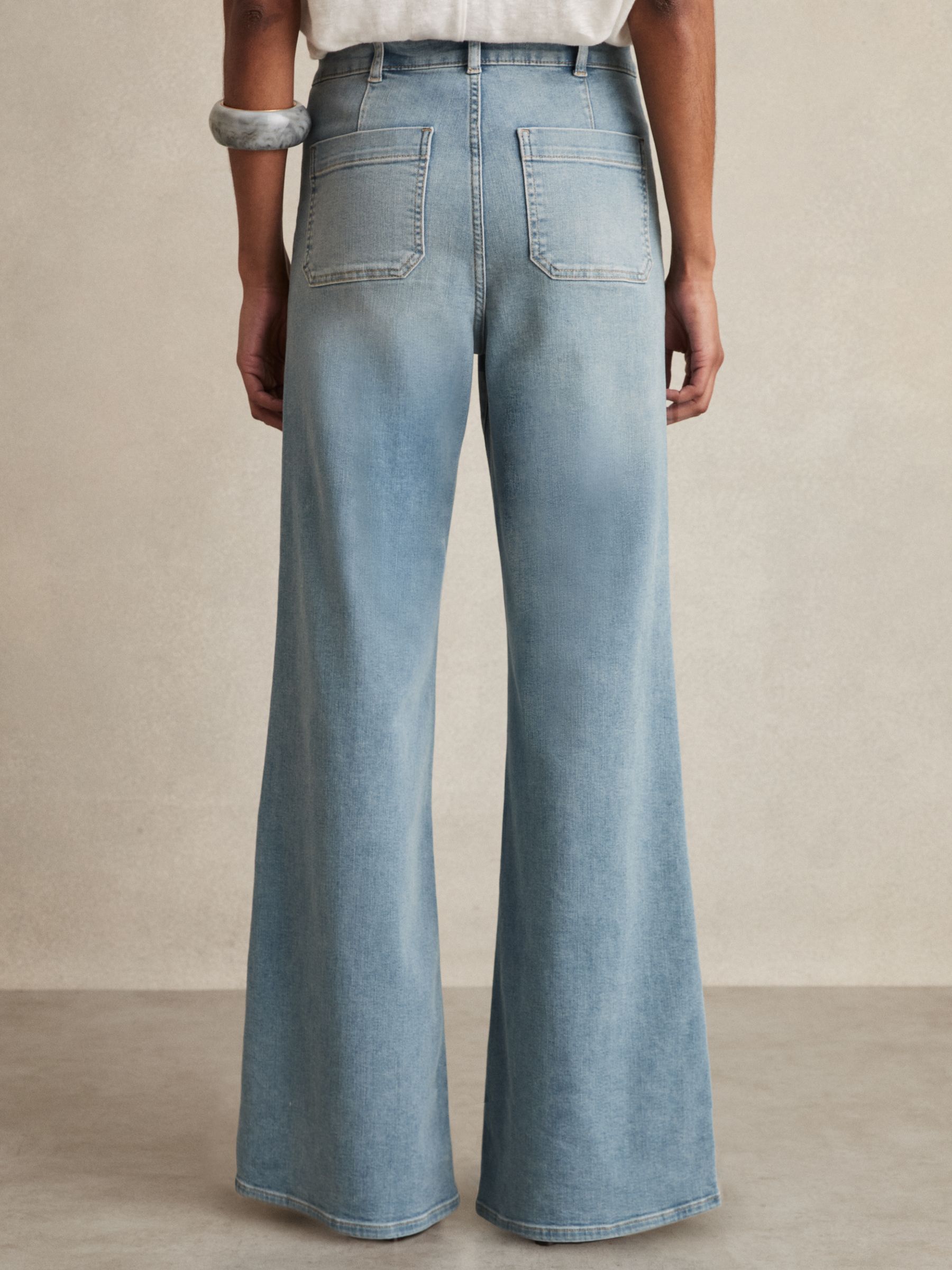 Patch Pocket Flared Jeans in Light Blue - Image 6 of 7