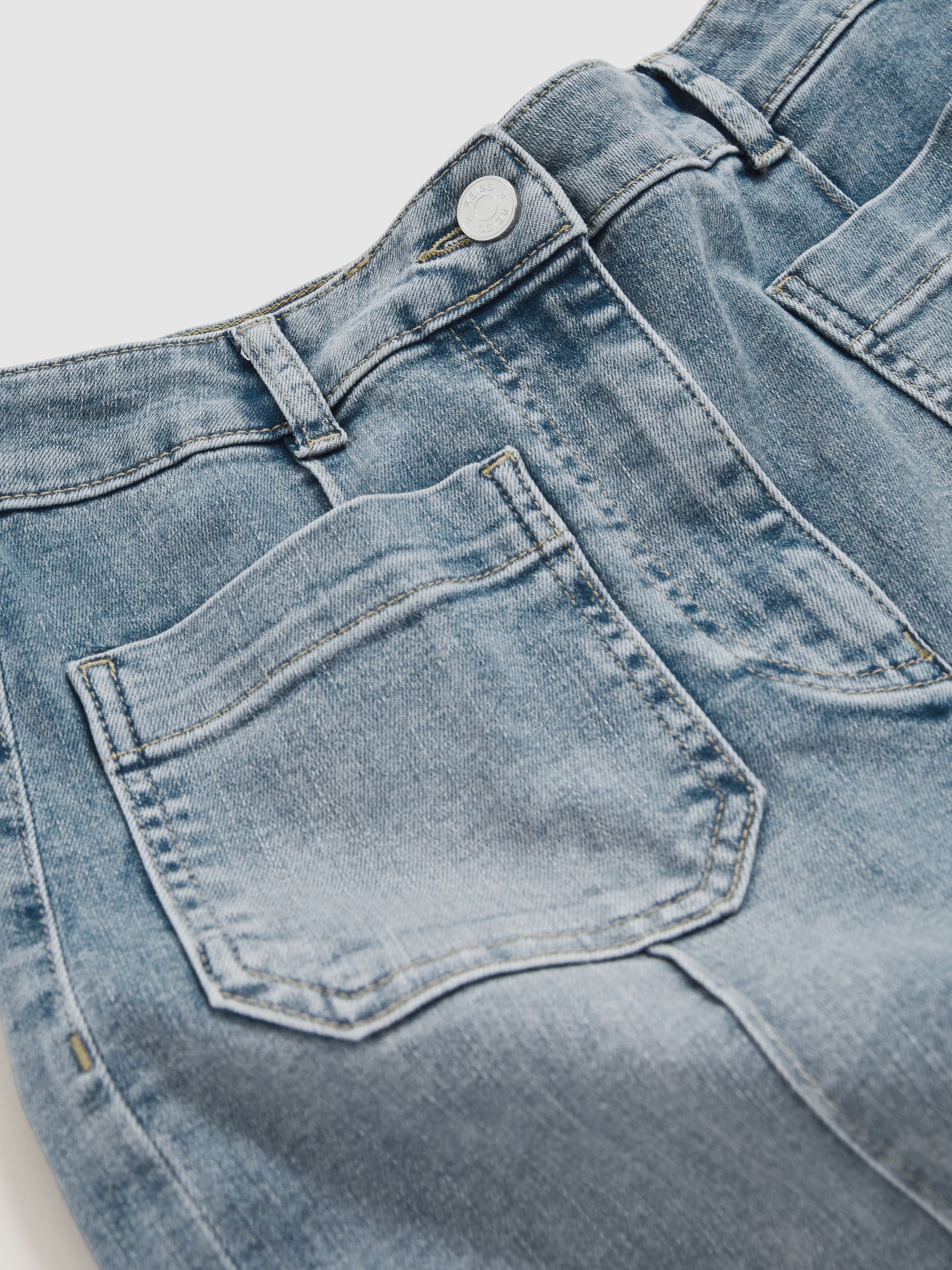 Patch-Pocket Flared Jeans in Light Blue - image 3