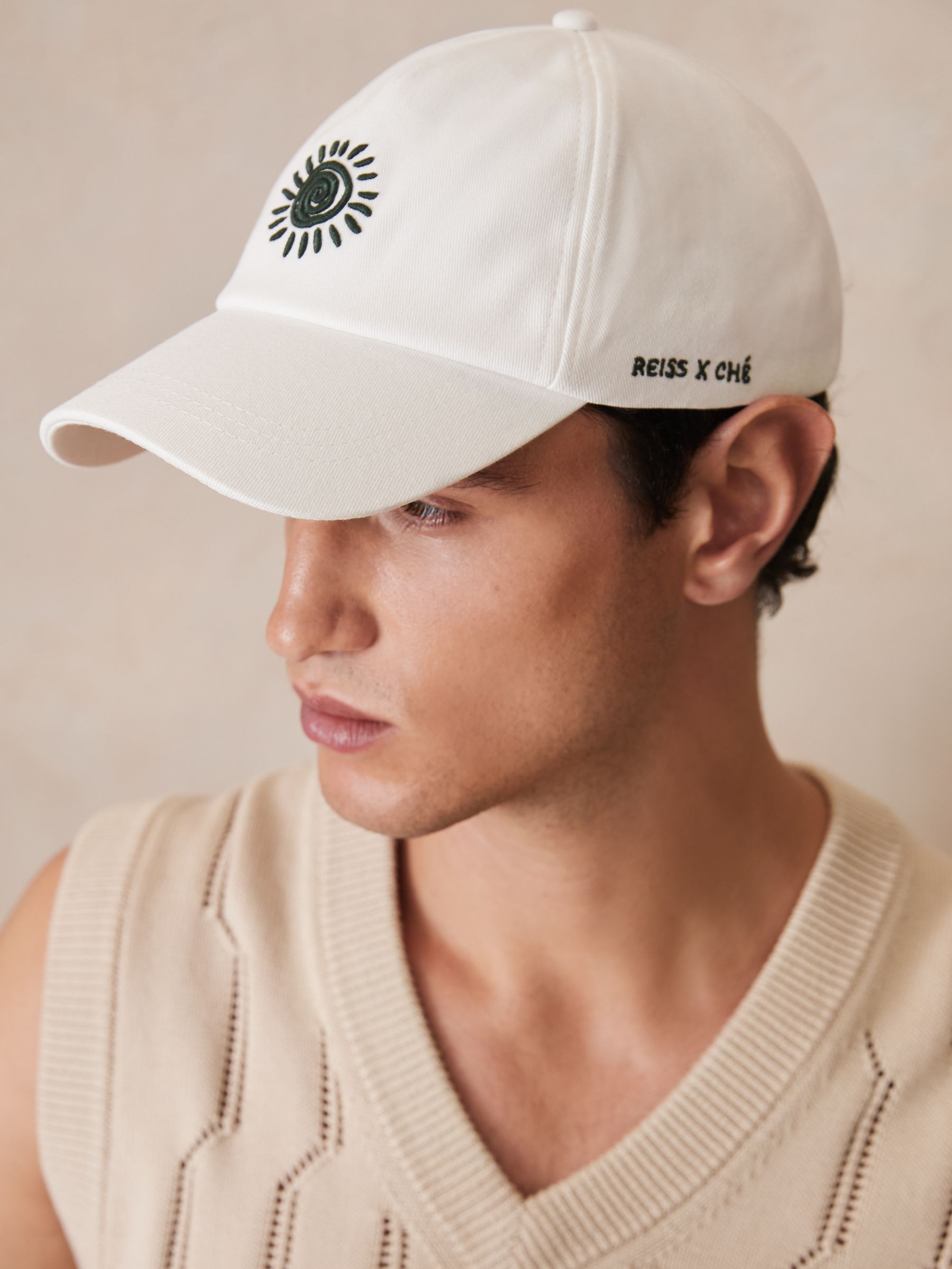 Reiss | Ché Sun-Embroidered Cap in White - Image 2 of 5