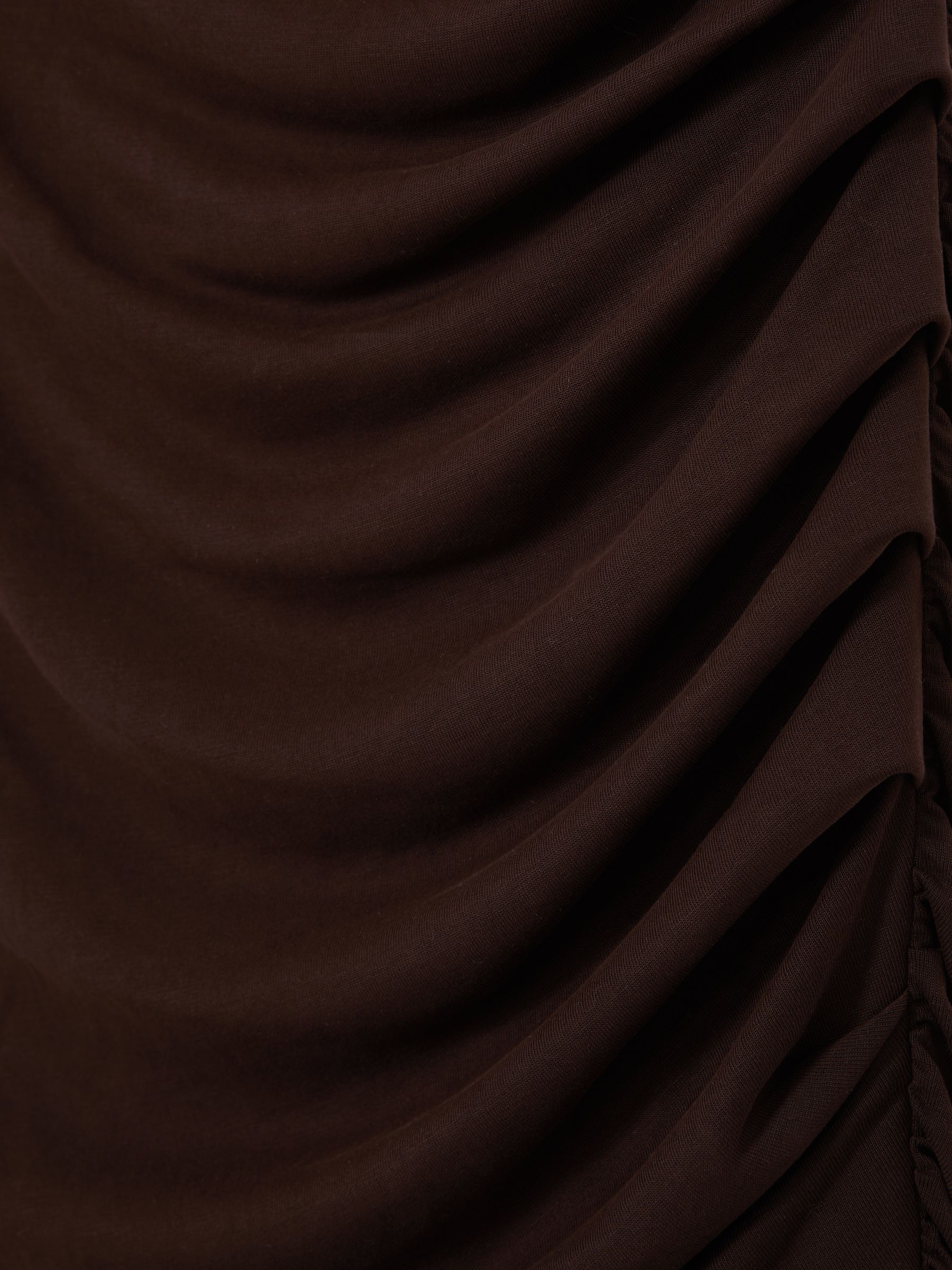 Ruched Jersey Mini Dress in Chocolate Brown - Image 7 of 7