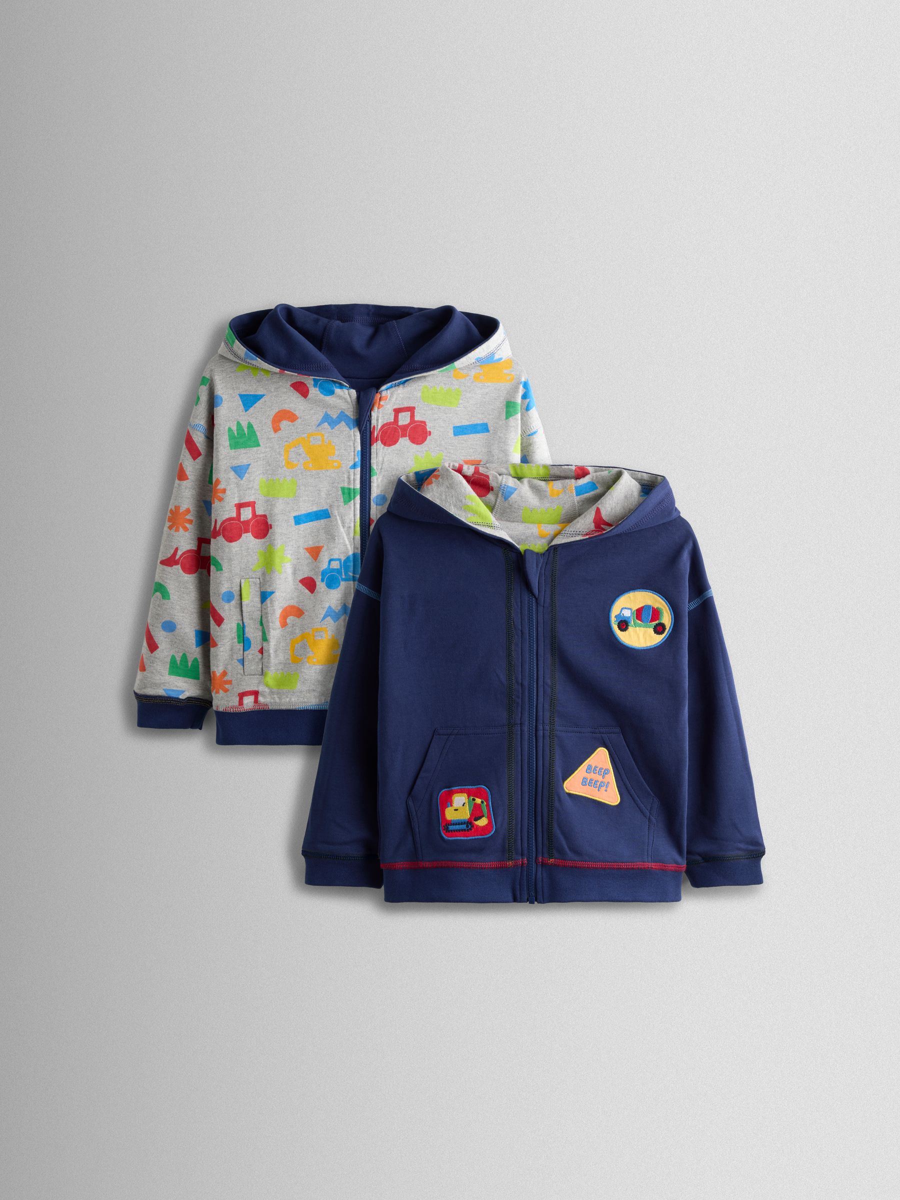 Navy Blue Construction Appliqué Reversible Hoodie - Image 1 of 10