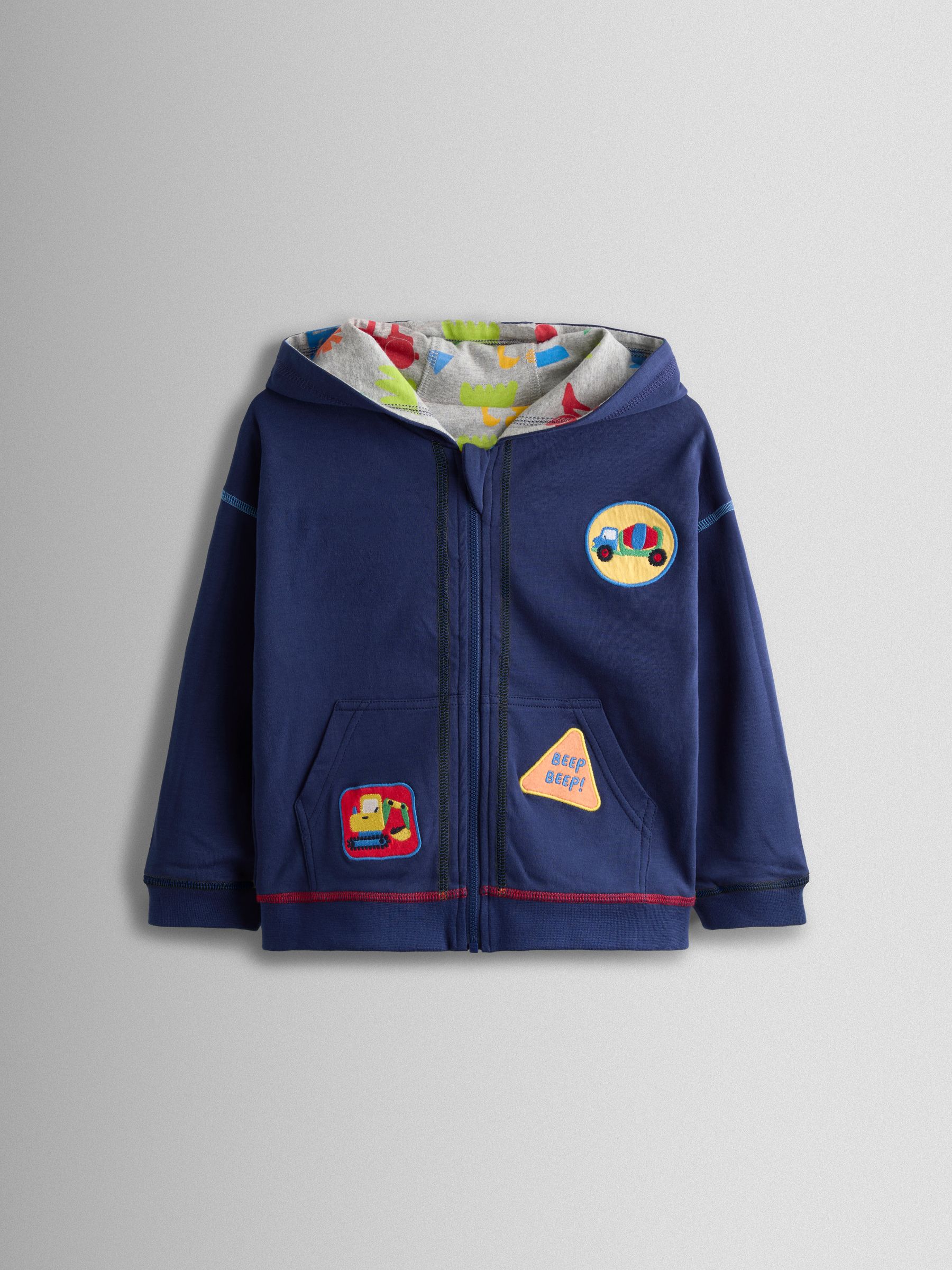 Navy Blue Construction Appliqué Reversible Hoodie - Image 2 of 10 Navy Blue Construction Appliqué Reversible Hoodie - Image 2 of 10