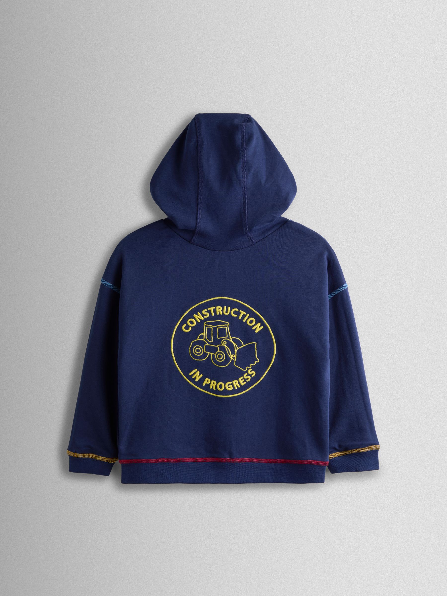 Navy Blue Construction Appliqué Reversible Hoodie - Image 4 of 10