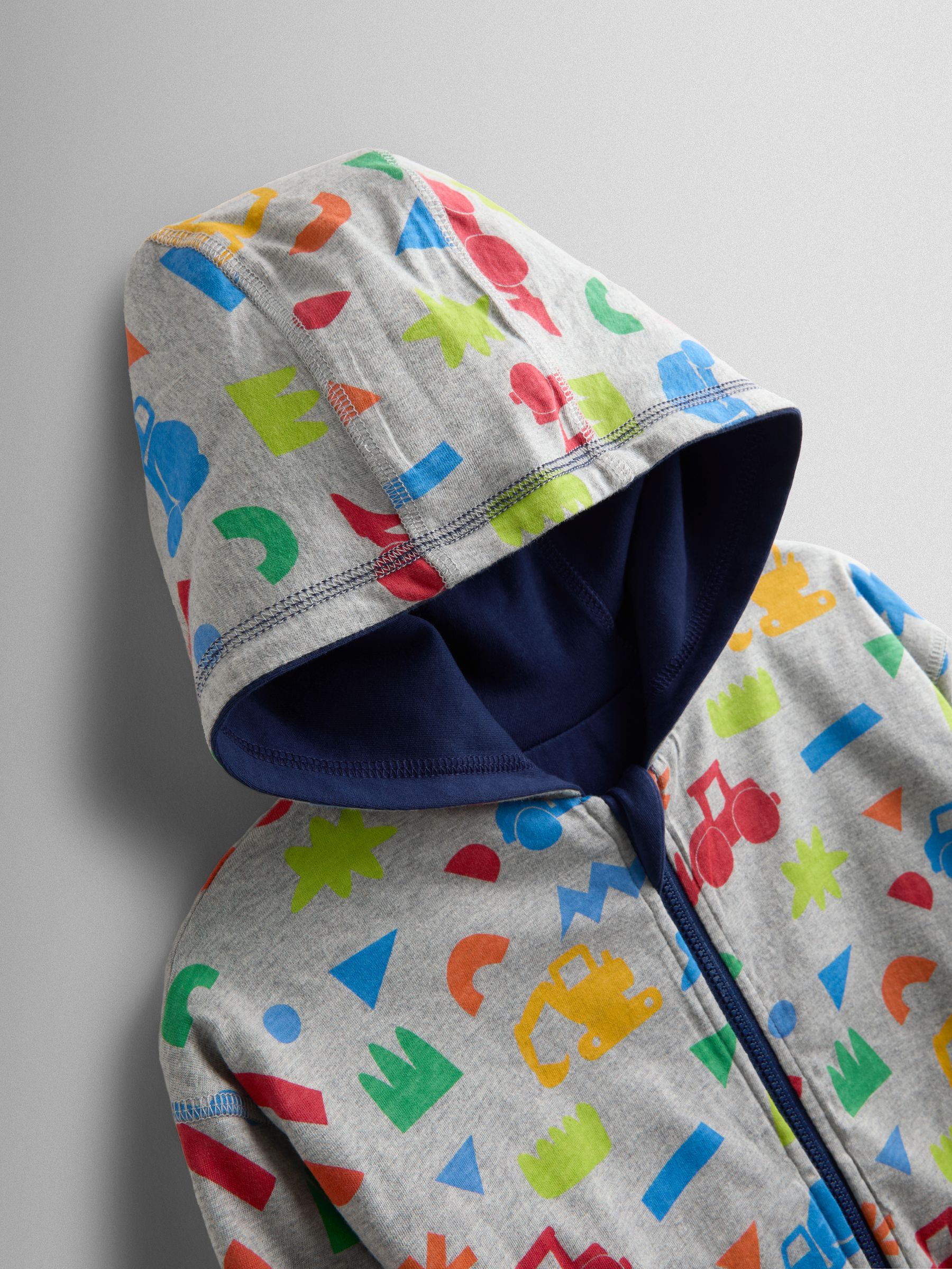 Navy Blue Construction Appliqué Reversible Hoodie - Image 8 of 10