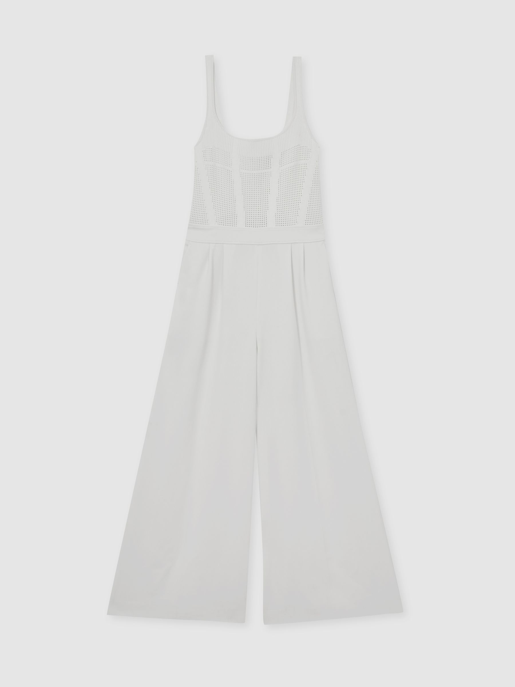 Perforated-Knit Wide-Leg Jumpsuit in Ivory - Image 2 of 6