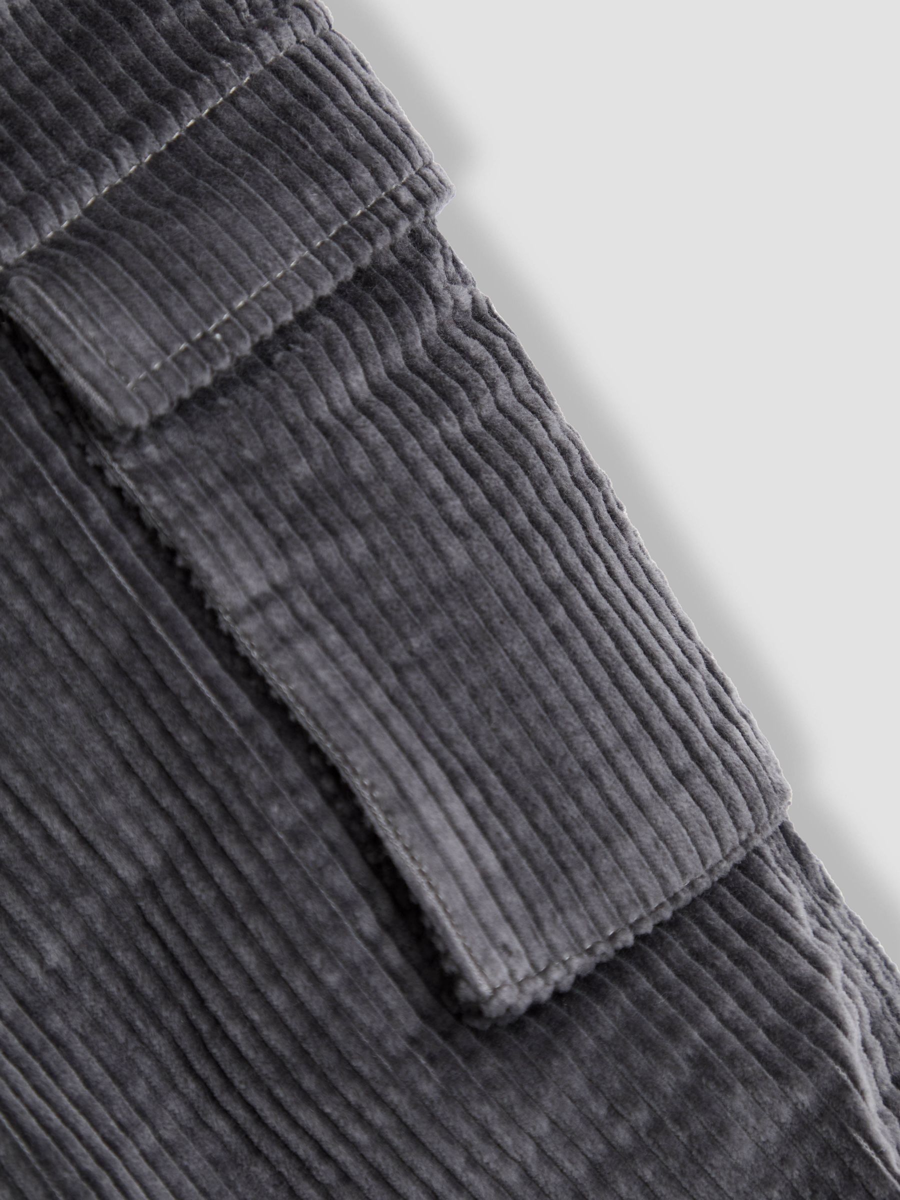 Charcoal Grey Cord Cargo Trousers - Image 2 of 4